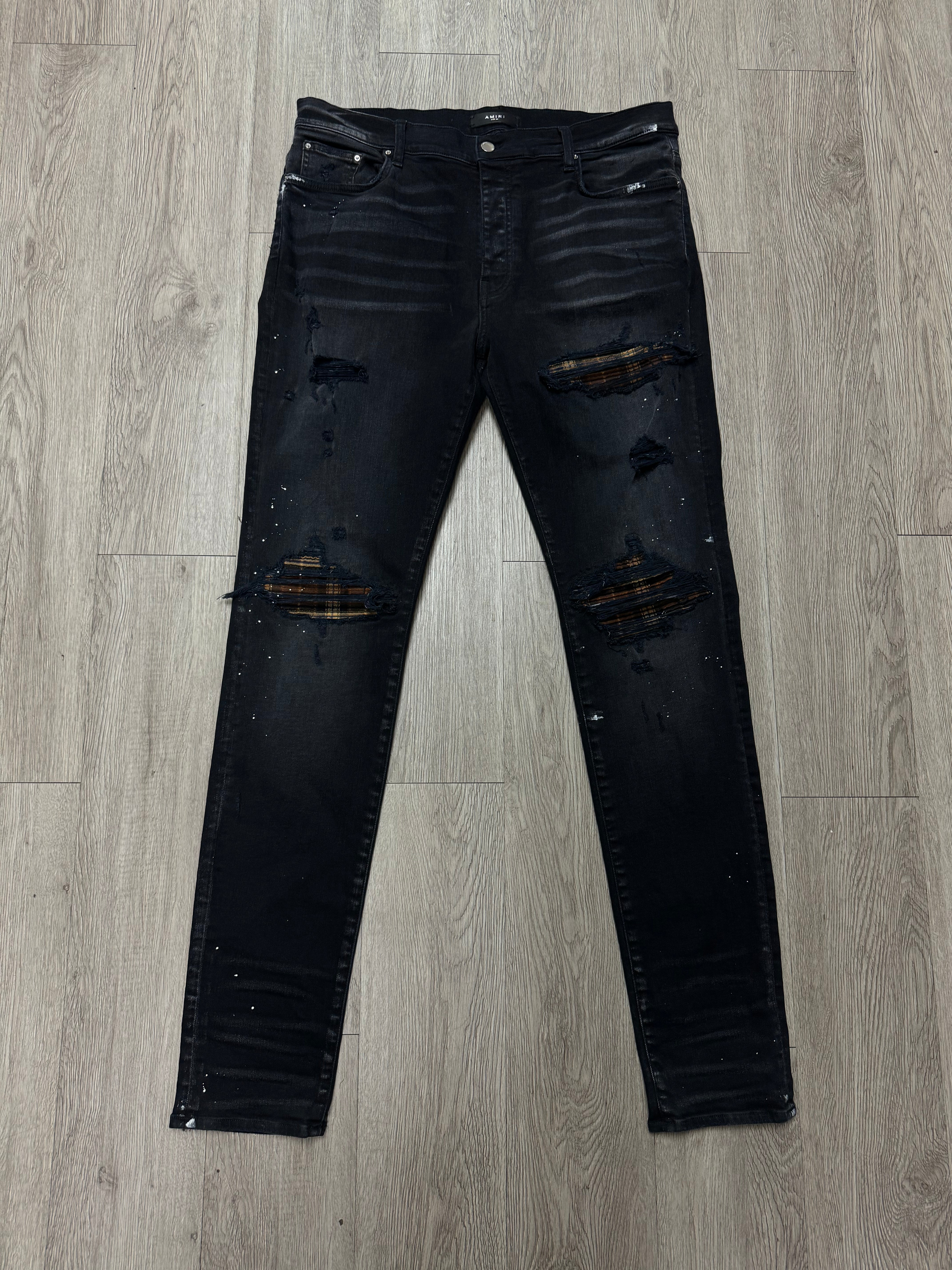 Amiri Mx1 Black Brown Plaid Jeans