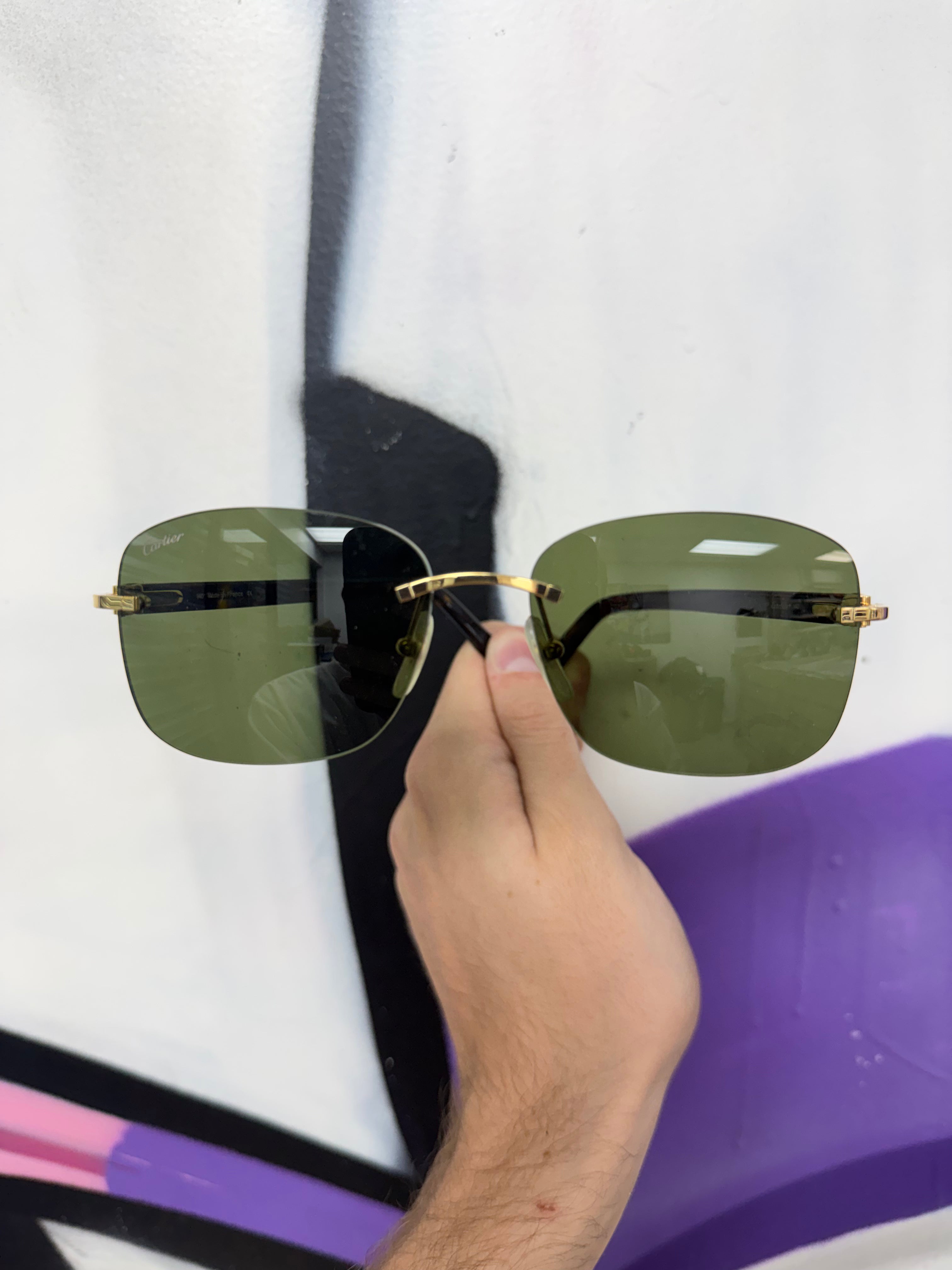 Cartier Black Big Lens Sunglasses