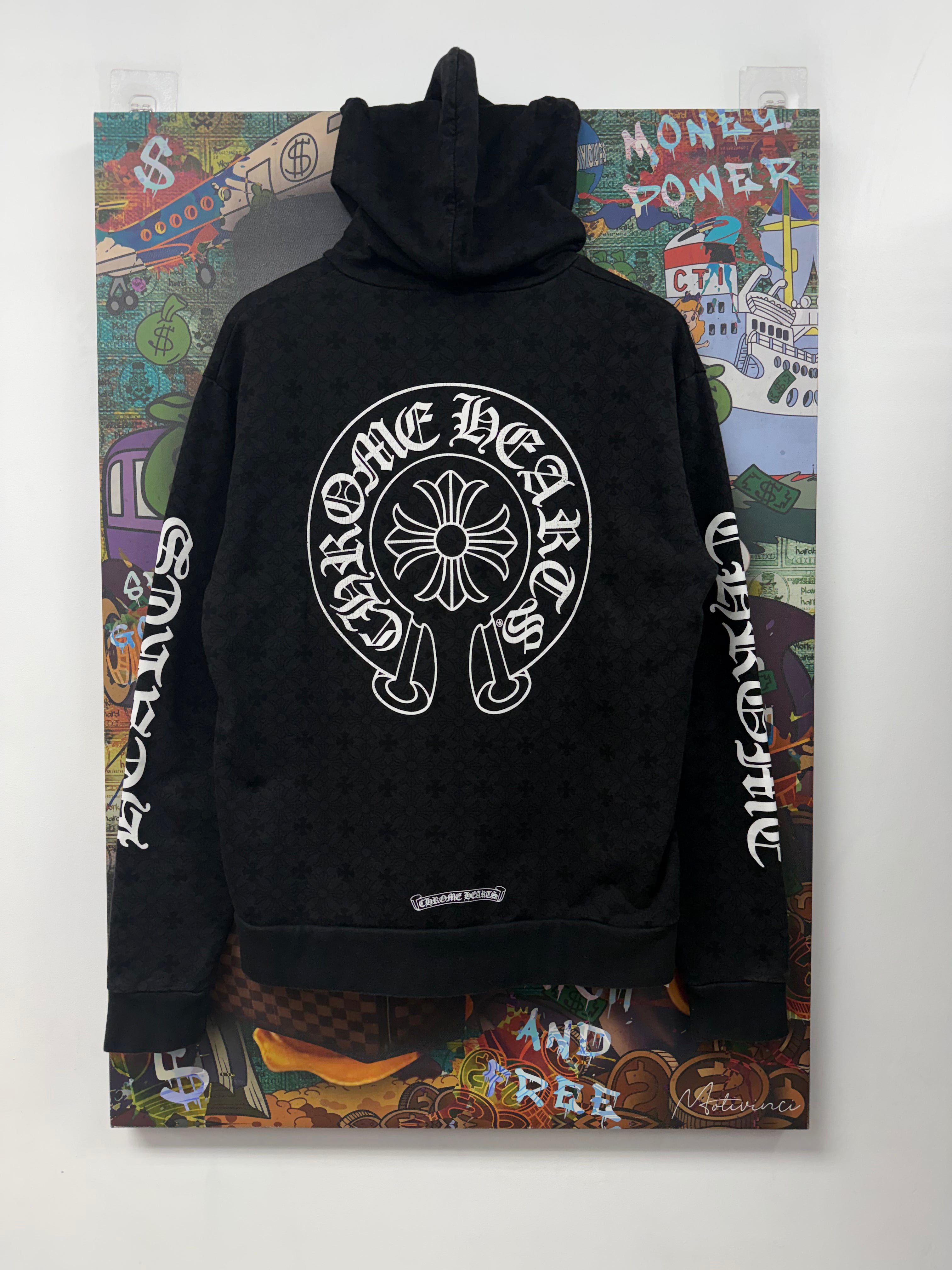 Chrome  Hearts Black Plus Monogram Horseshoe Hoodie
