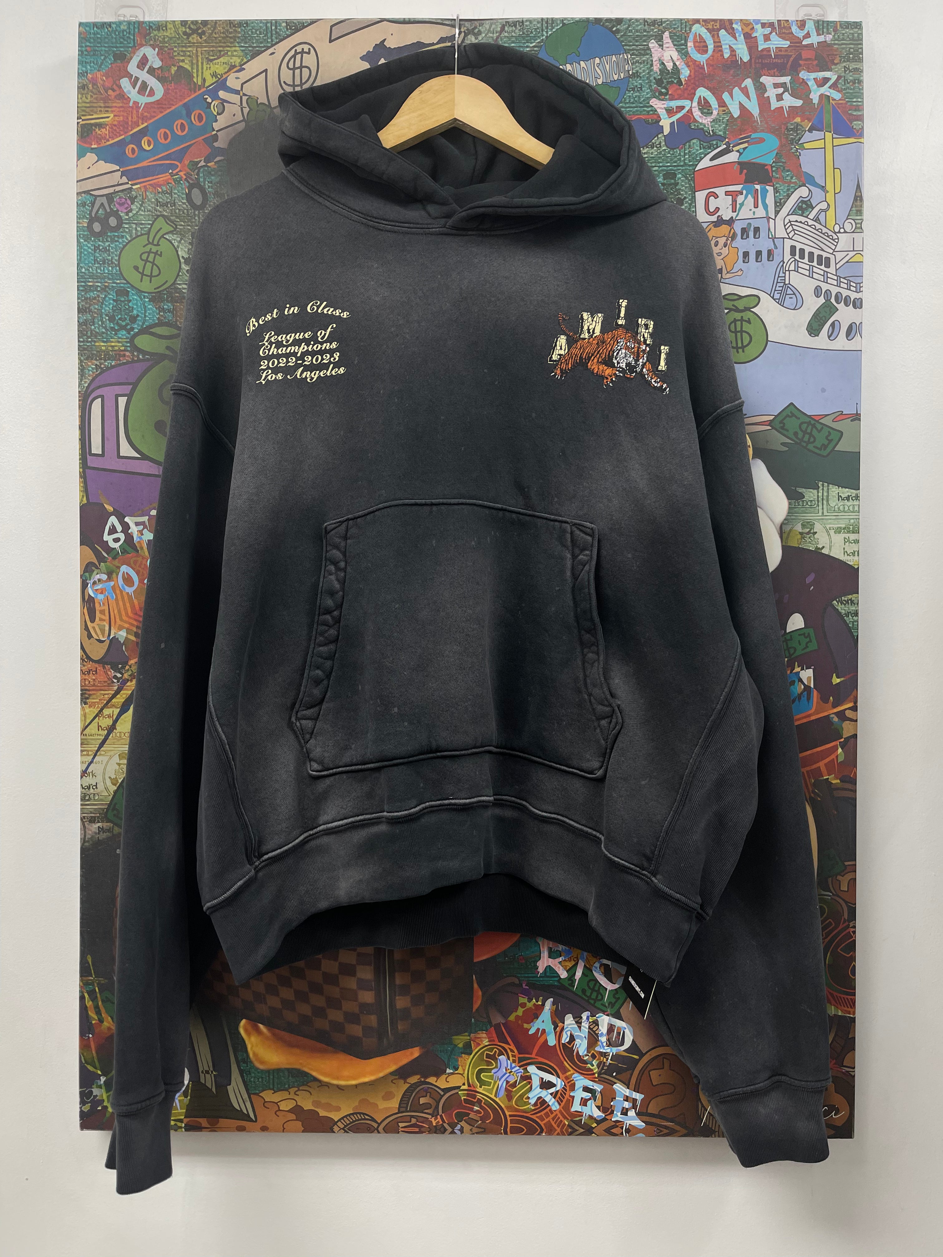Amiri Black Wash Tiger Varsity Hoodie