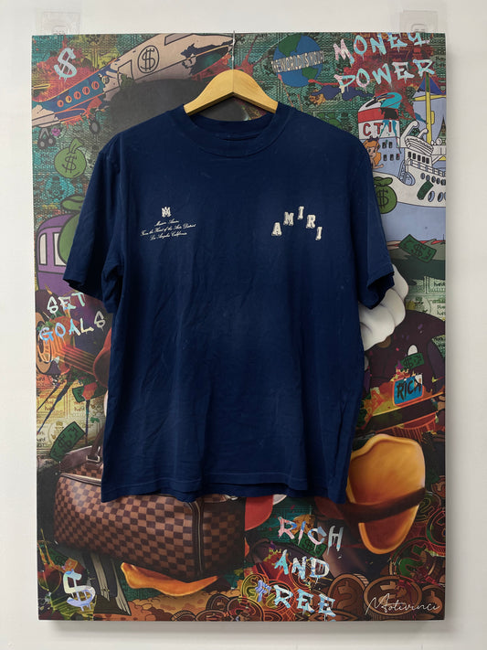 Amiri Collegiate Logo Tee Navy New With Tags