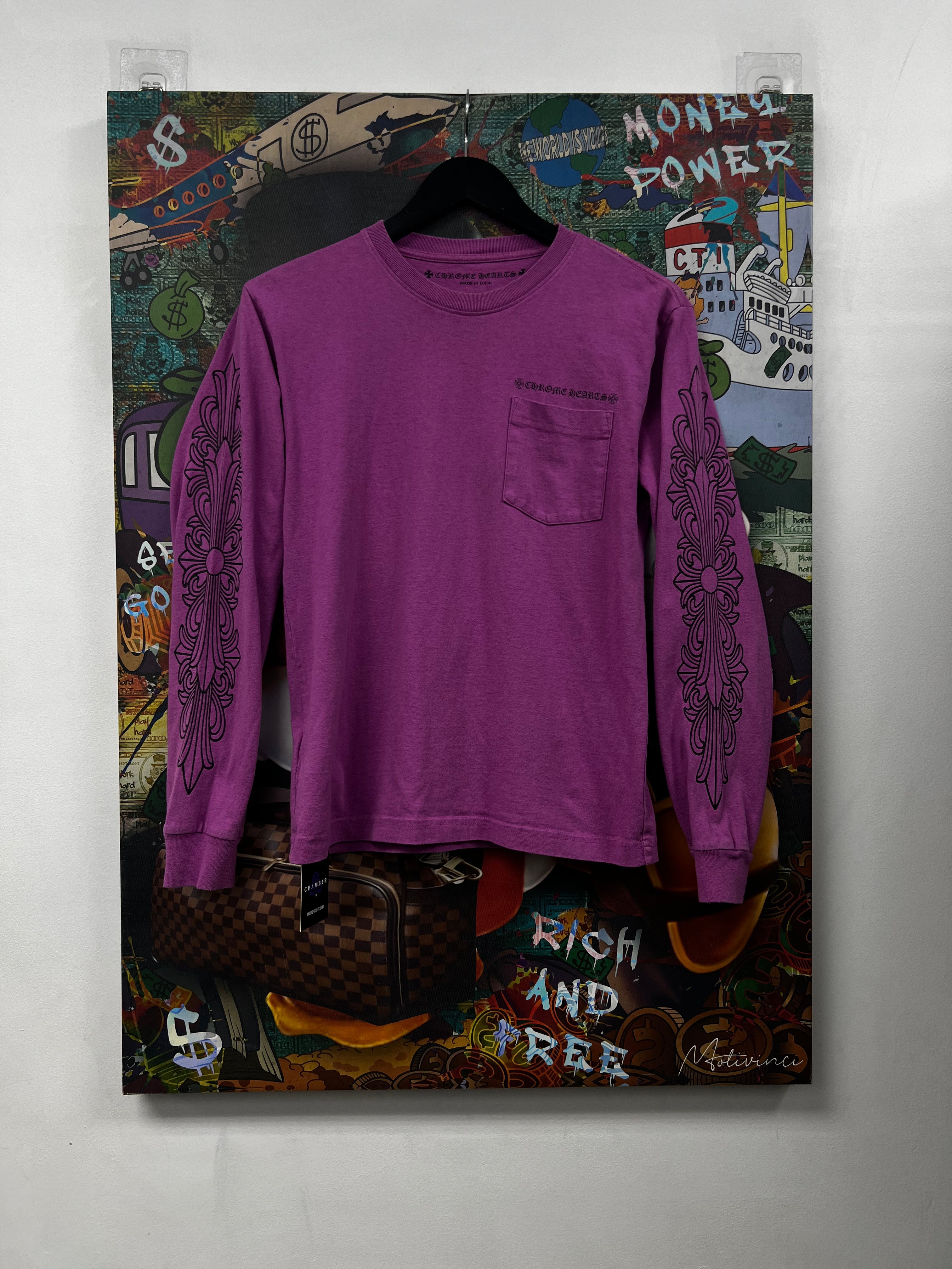 Chrome  Hearts Matty Boy Purple Web LS Tee