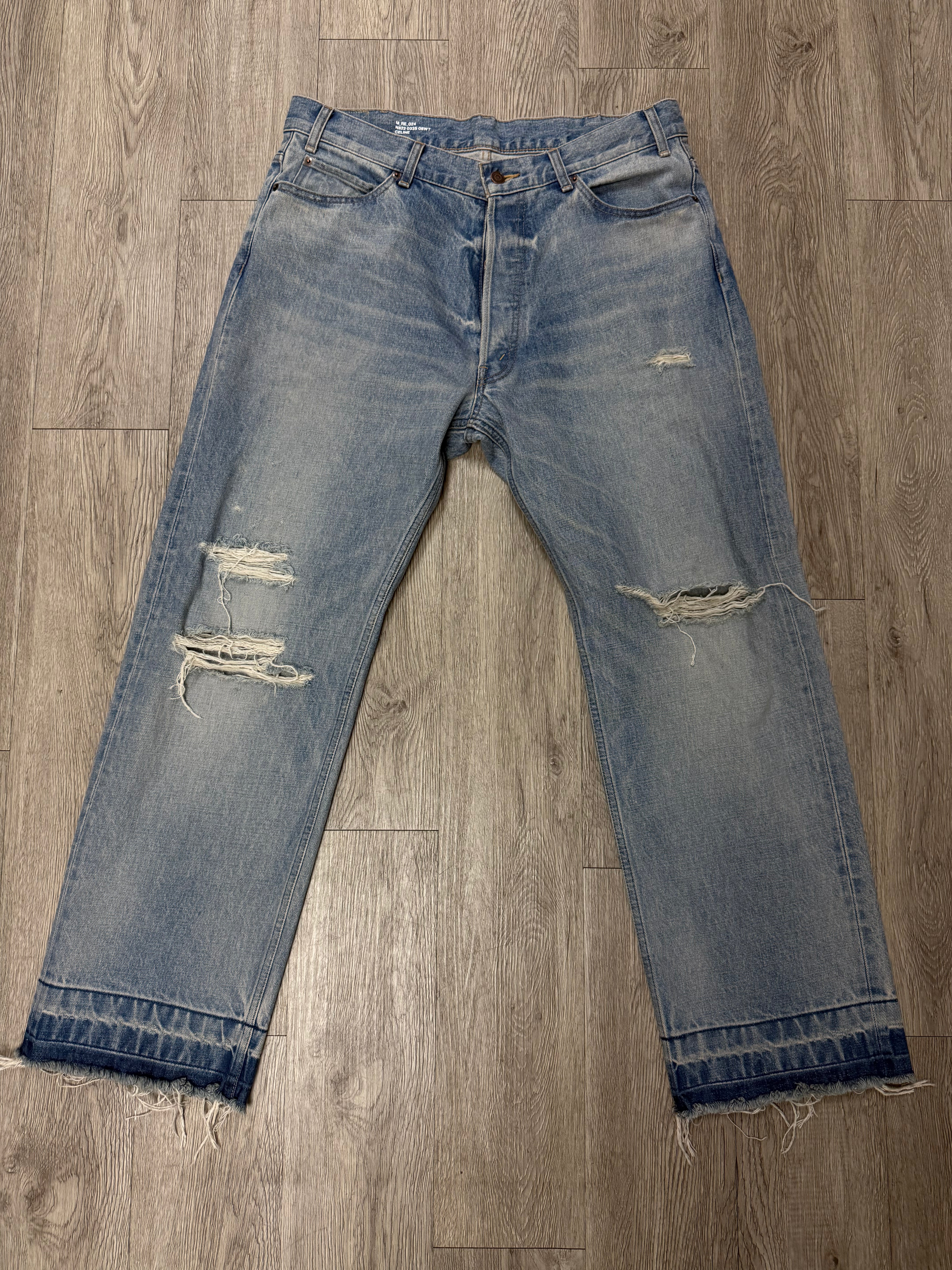 Celine Light Wash Straight Leg Ripped Jeans