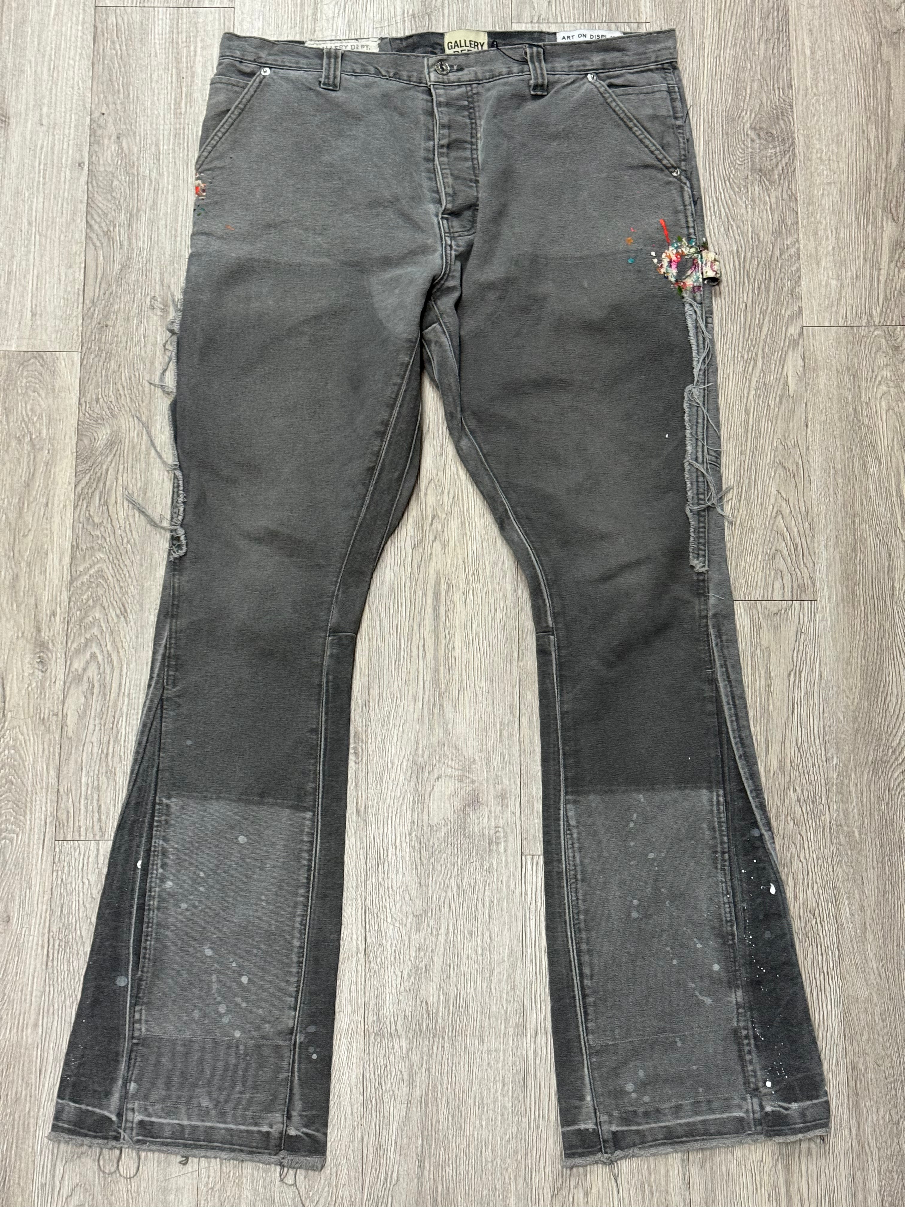 Gallery Dept Grey Carpenter Paint Splatter Flare Jeans