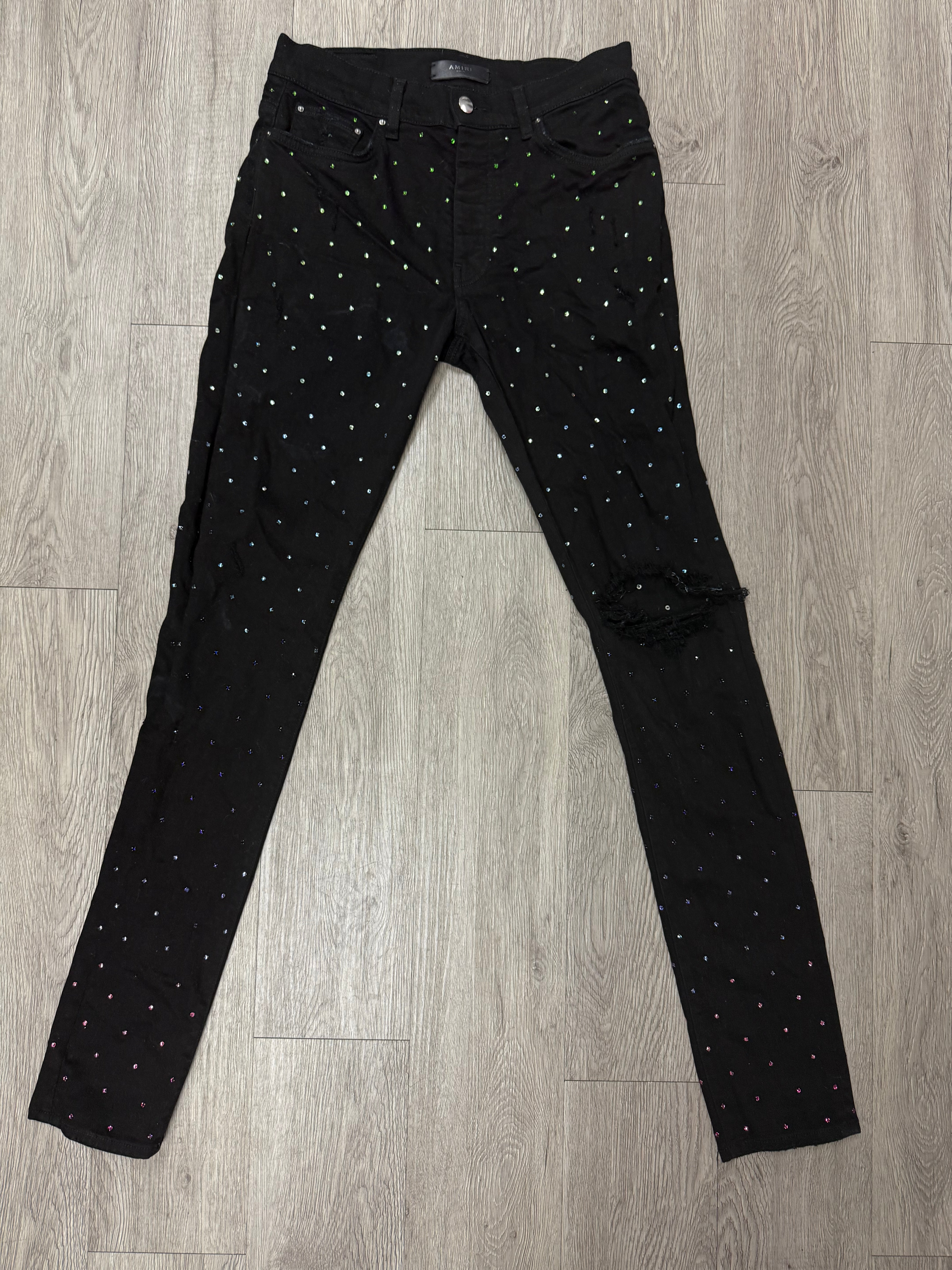 Amiri Black Crystal Embellished Jeans