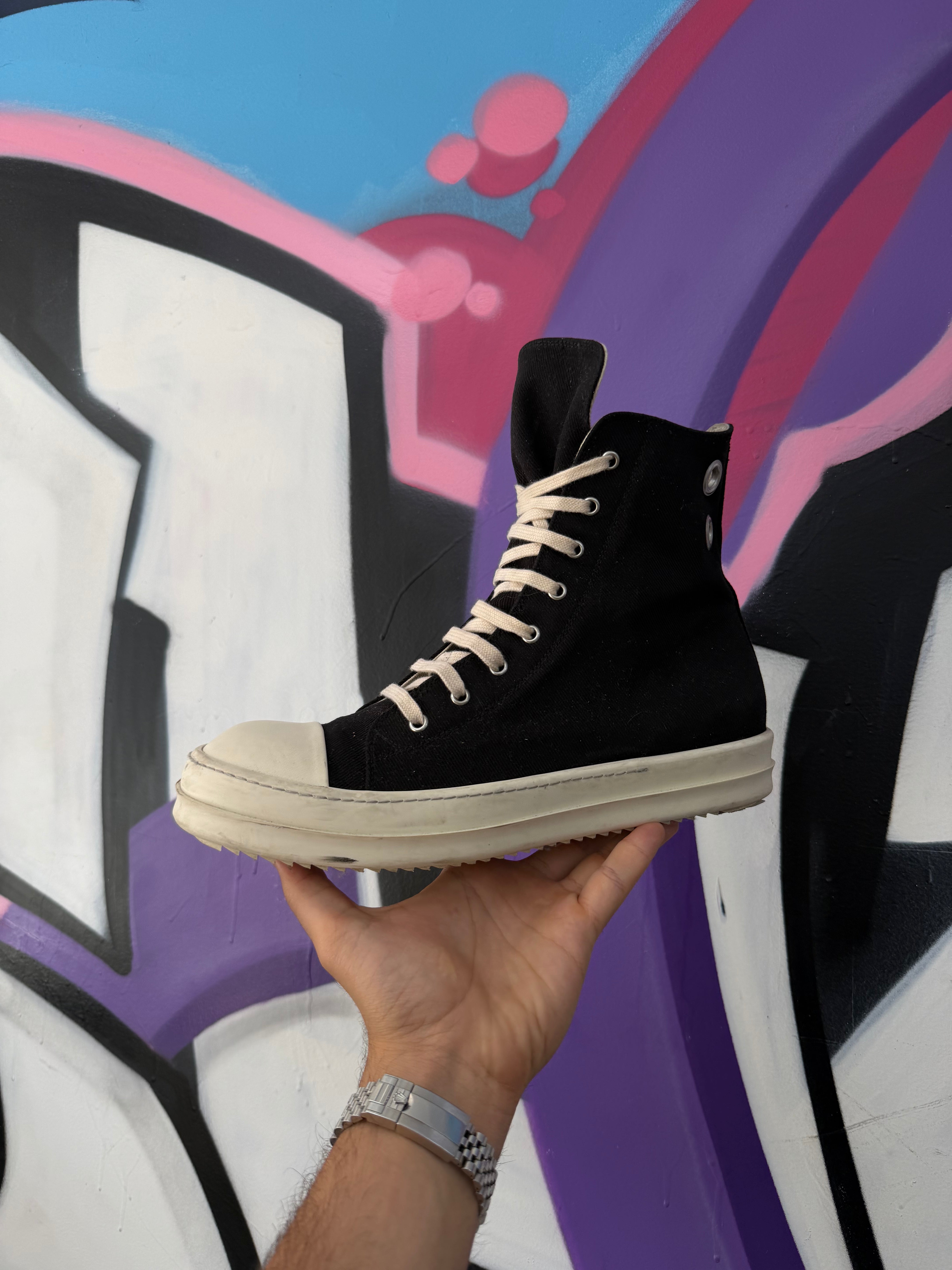 Rick Owens Black & Milk 'DRKSHDW' Eyelet Ramone High Sneakers