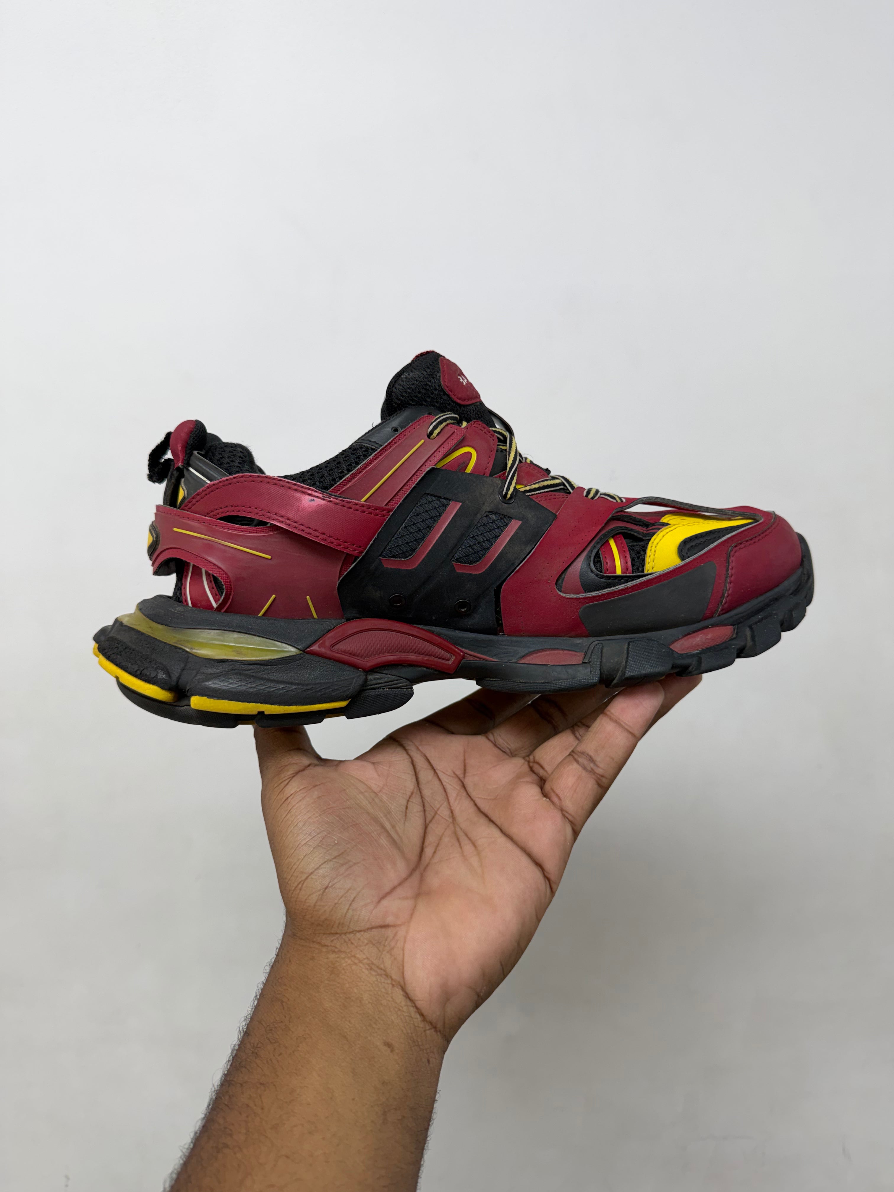 Balenciaga Burgundy Yellow Track Sneakers