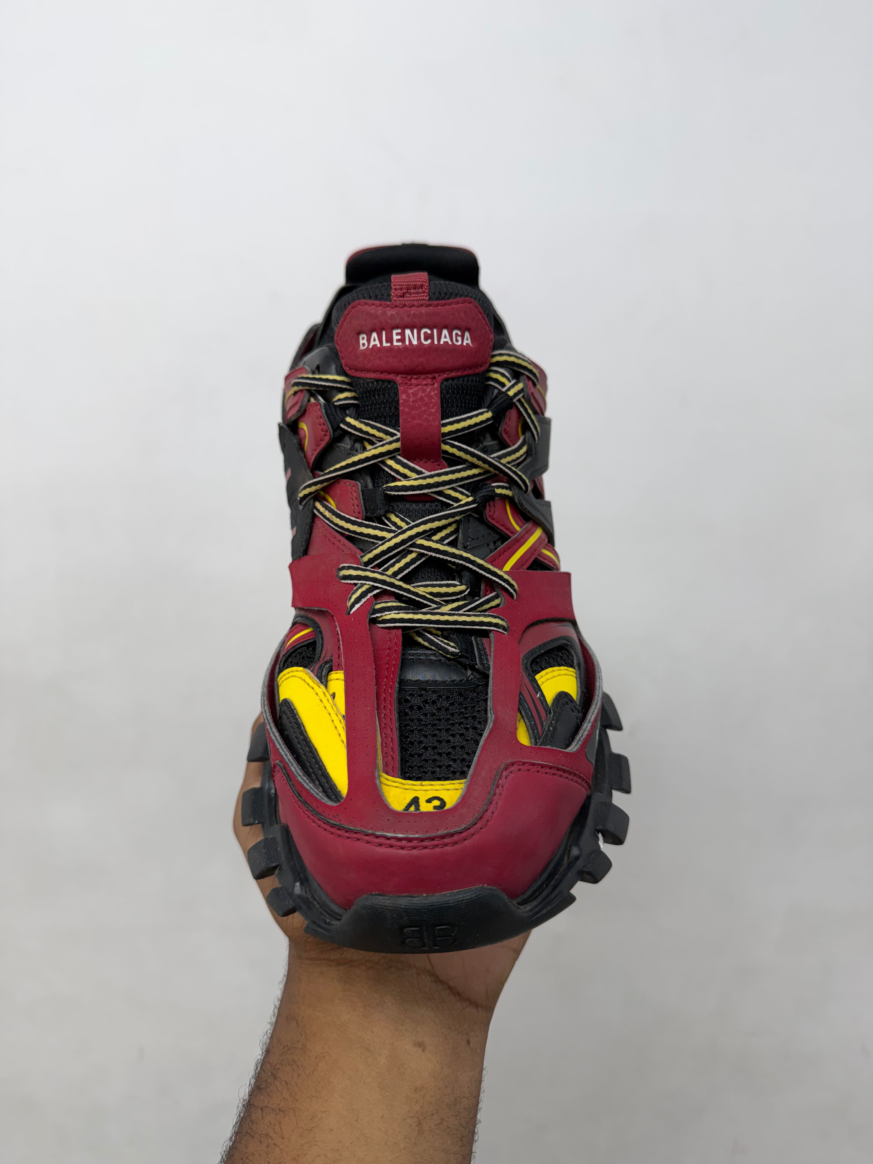Balenciaga Burgundy Yellow Track Sneakers