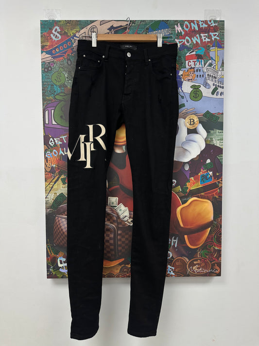 Amiri Jeans Black Cream Core Logo  Used 28 N/A