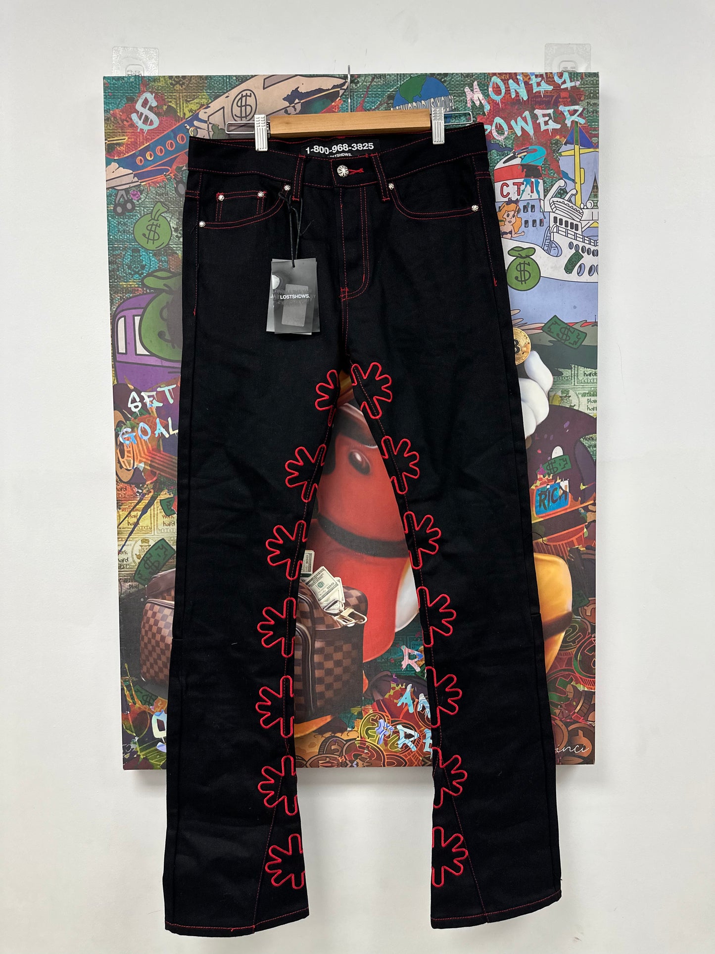 LOST SHDWS Jeans Black Red  Used 32 N/A