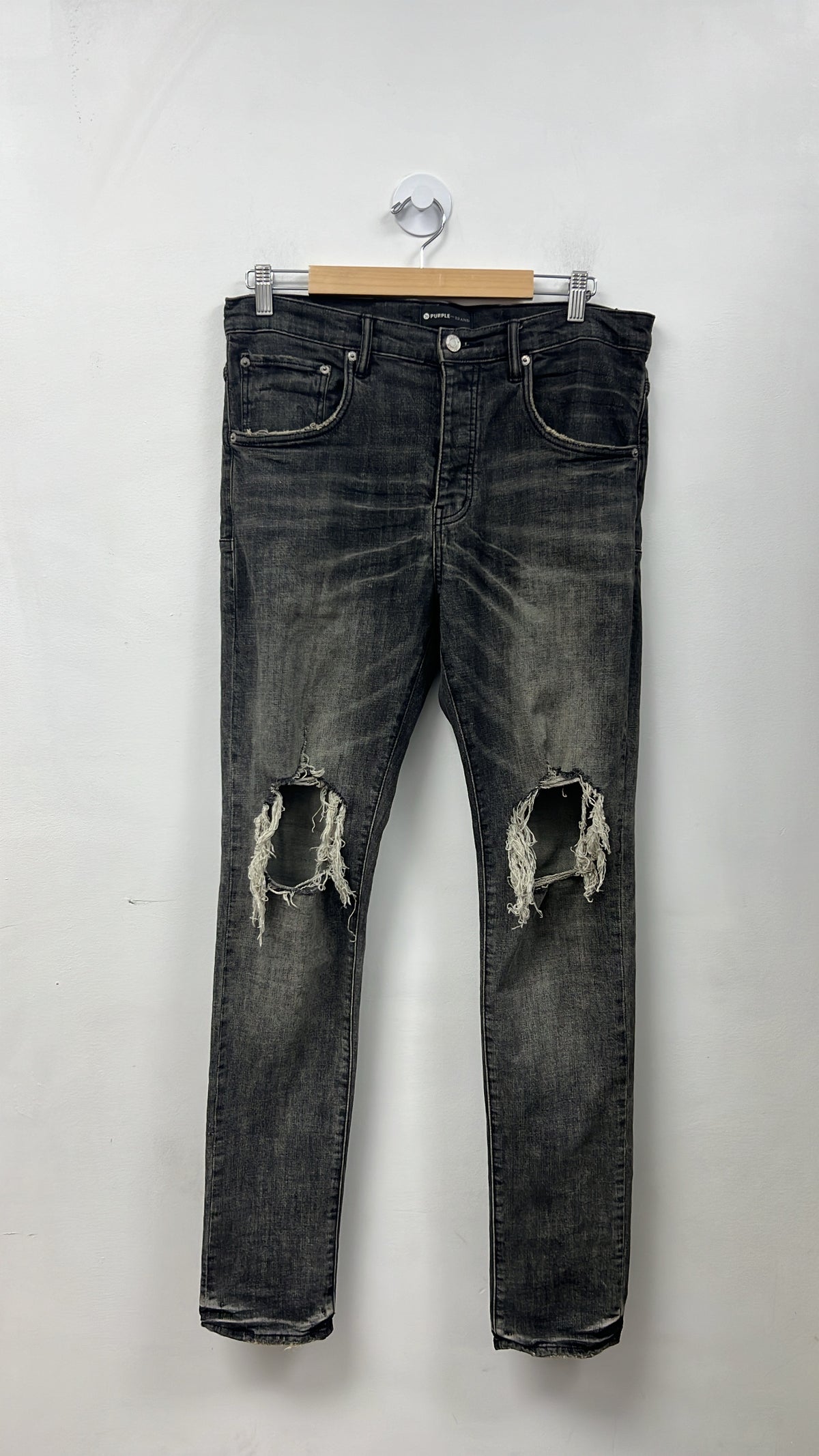 Purple Brand Grey Knee Rip Jeans