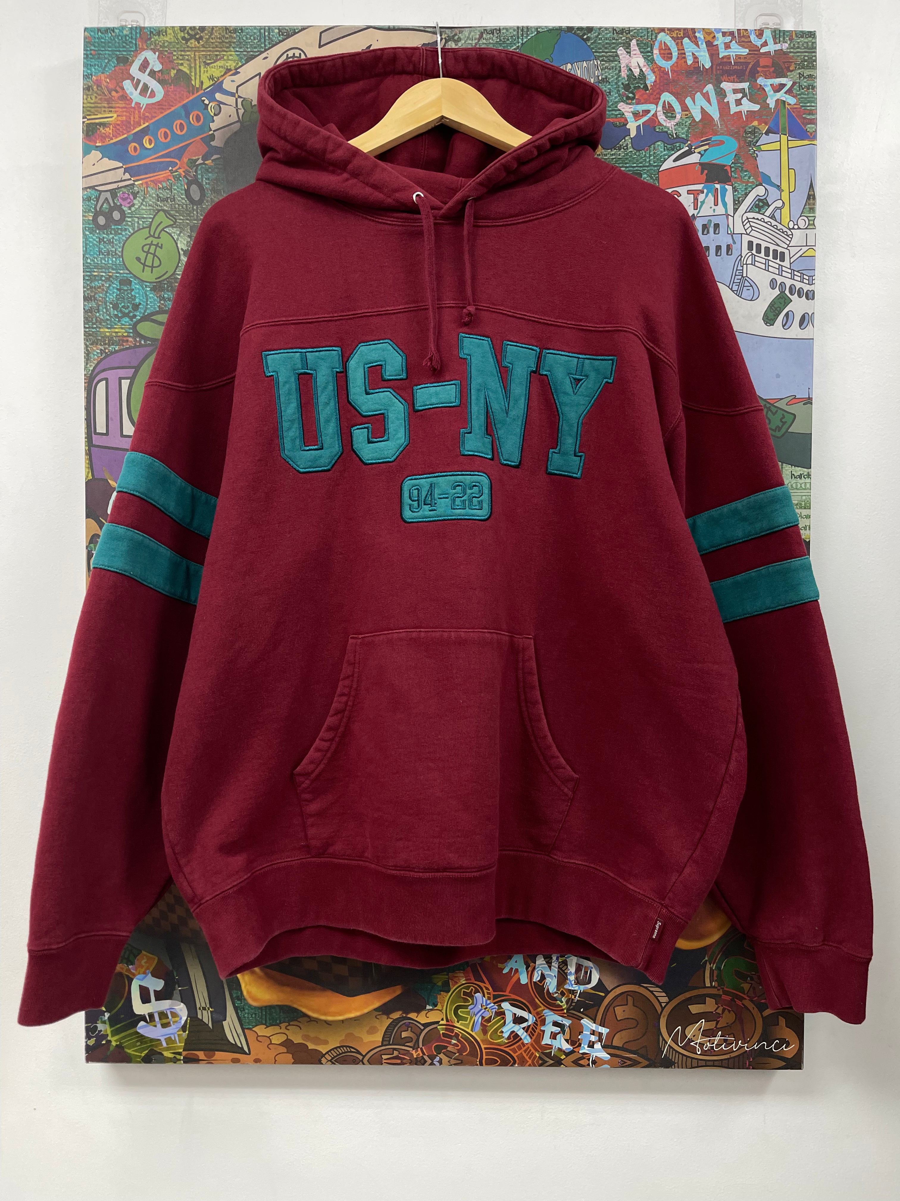 Supreme Burgundy Blue US-NY Hoodie