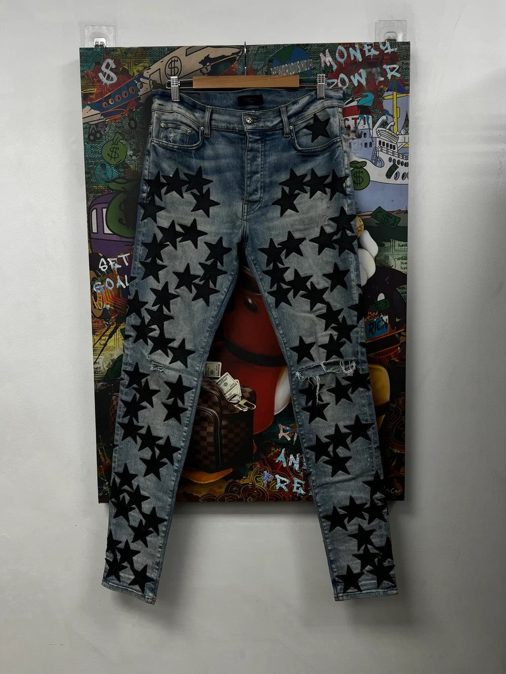 Amiri Chemist Stars Light Wash & Black Jeans