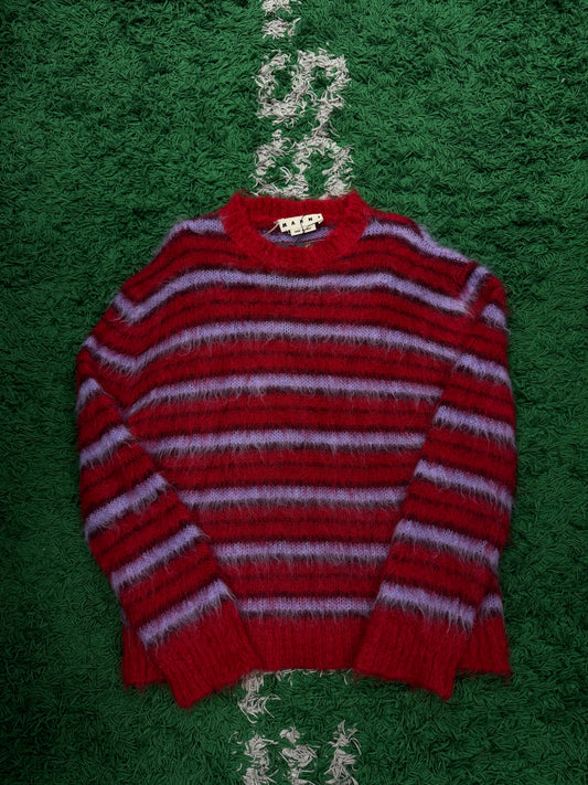 Marni Mohair Striped Sweater Red Multi Used 52 (XL) N/A