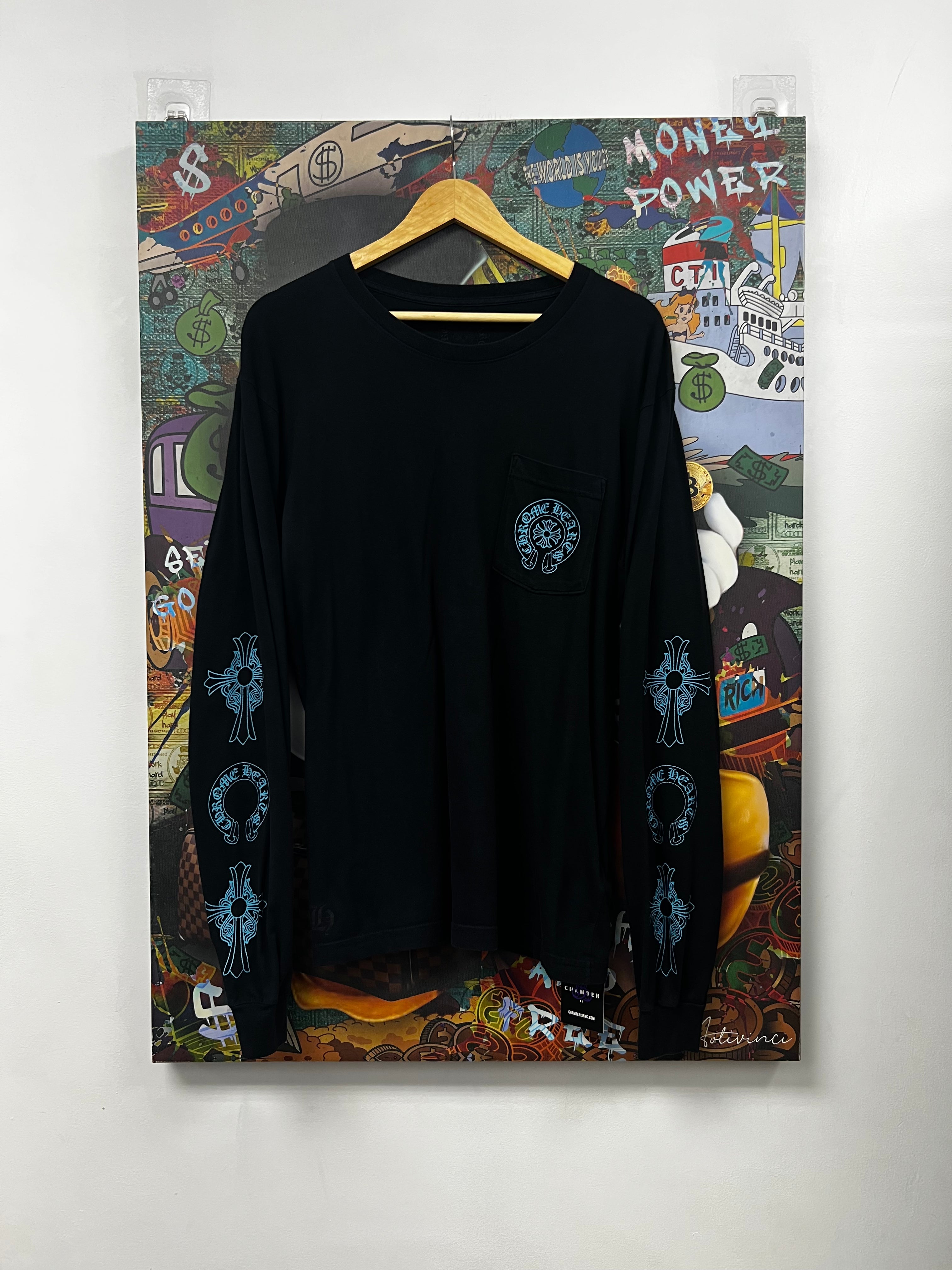 Chrome Hearts Black Blue Cross Long Sleeve