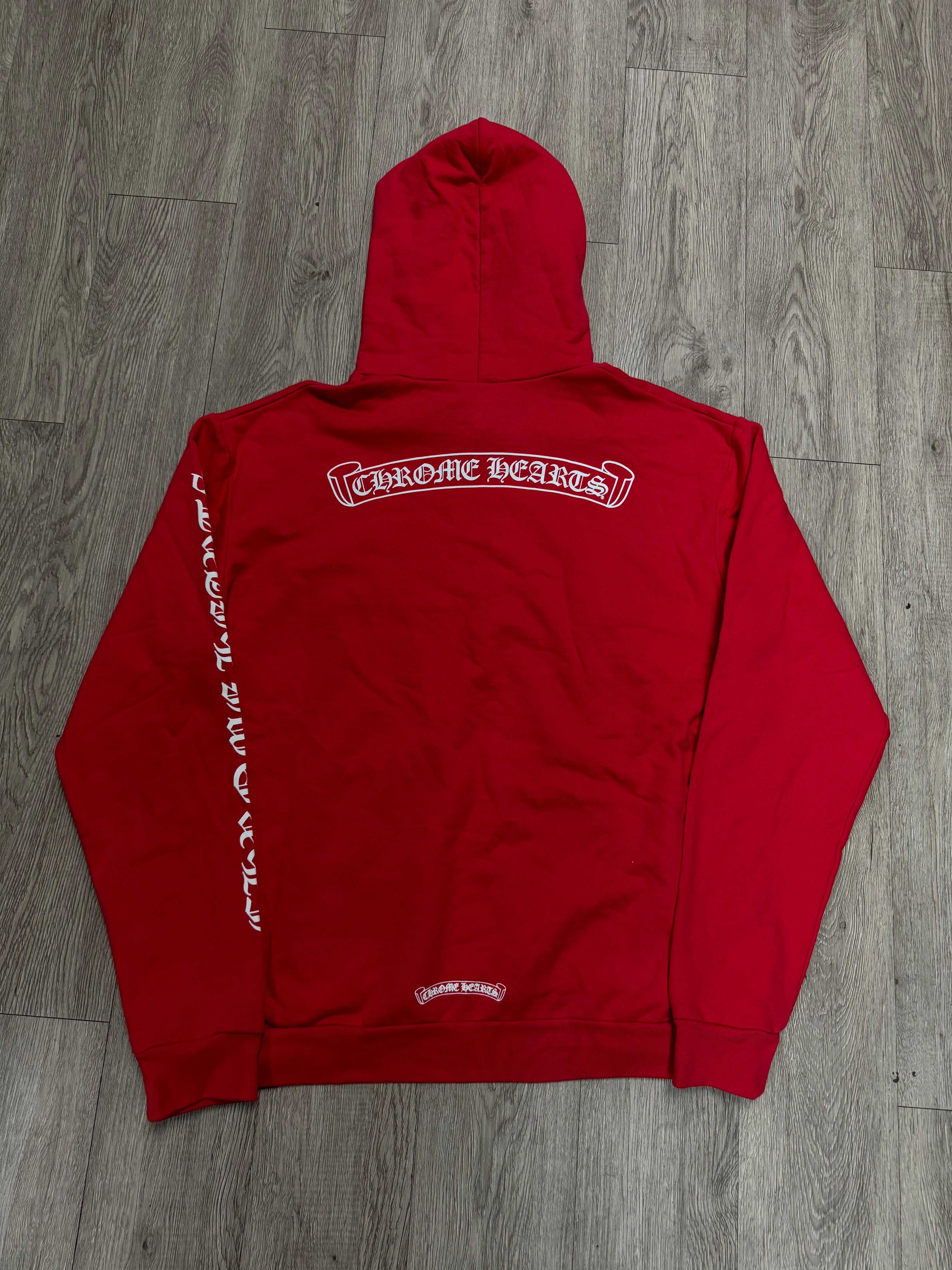 Chrome Hearts Red Scroll Logo Hoodie
