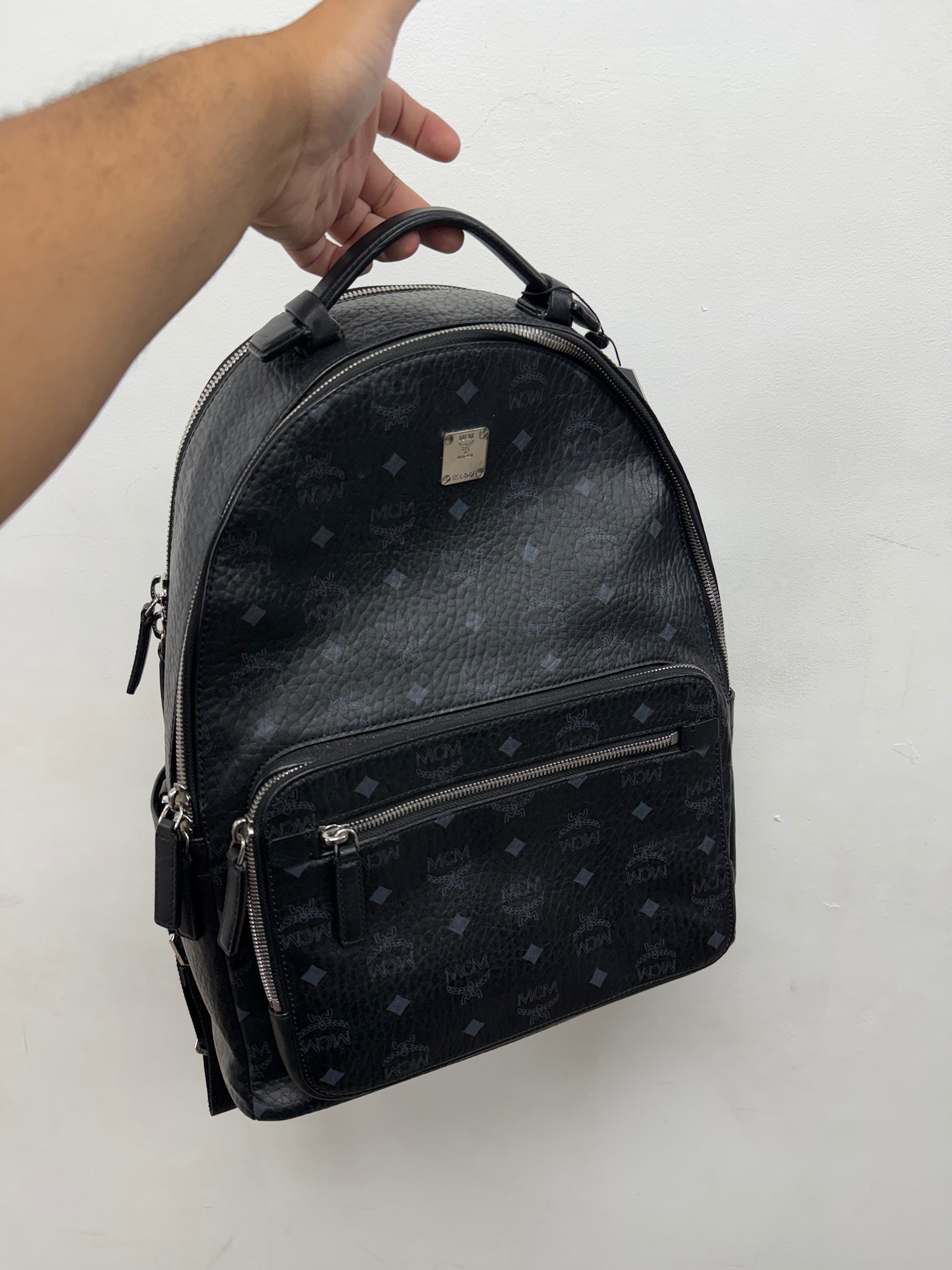 MCM Black Monogram Backpack