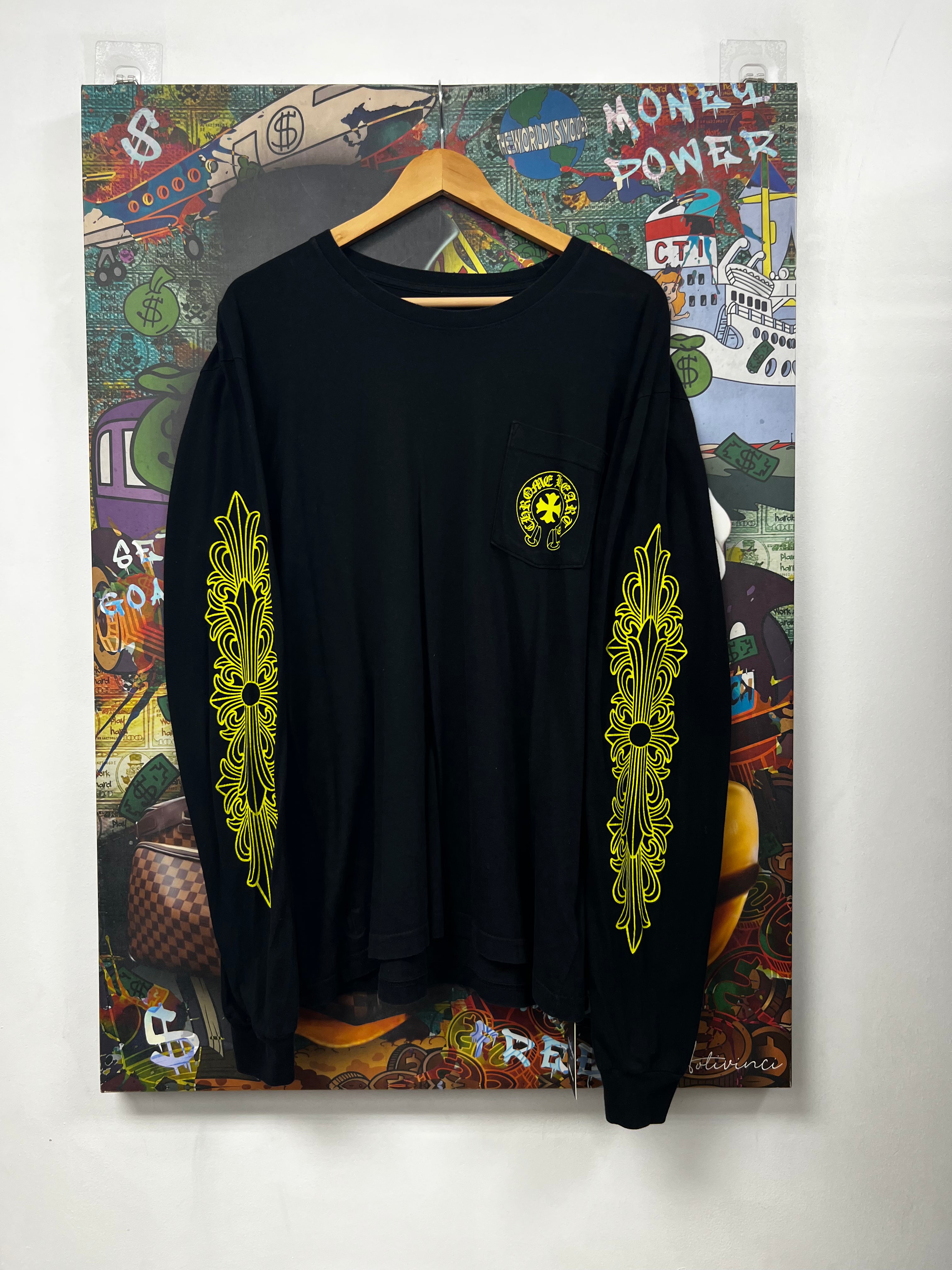 Chrome Hearts Black Yellow Floral Eye Chart Long Sleeve