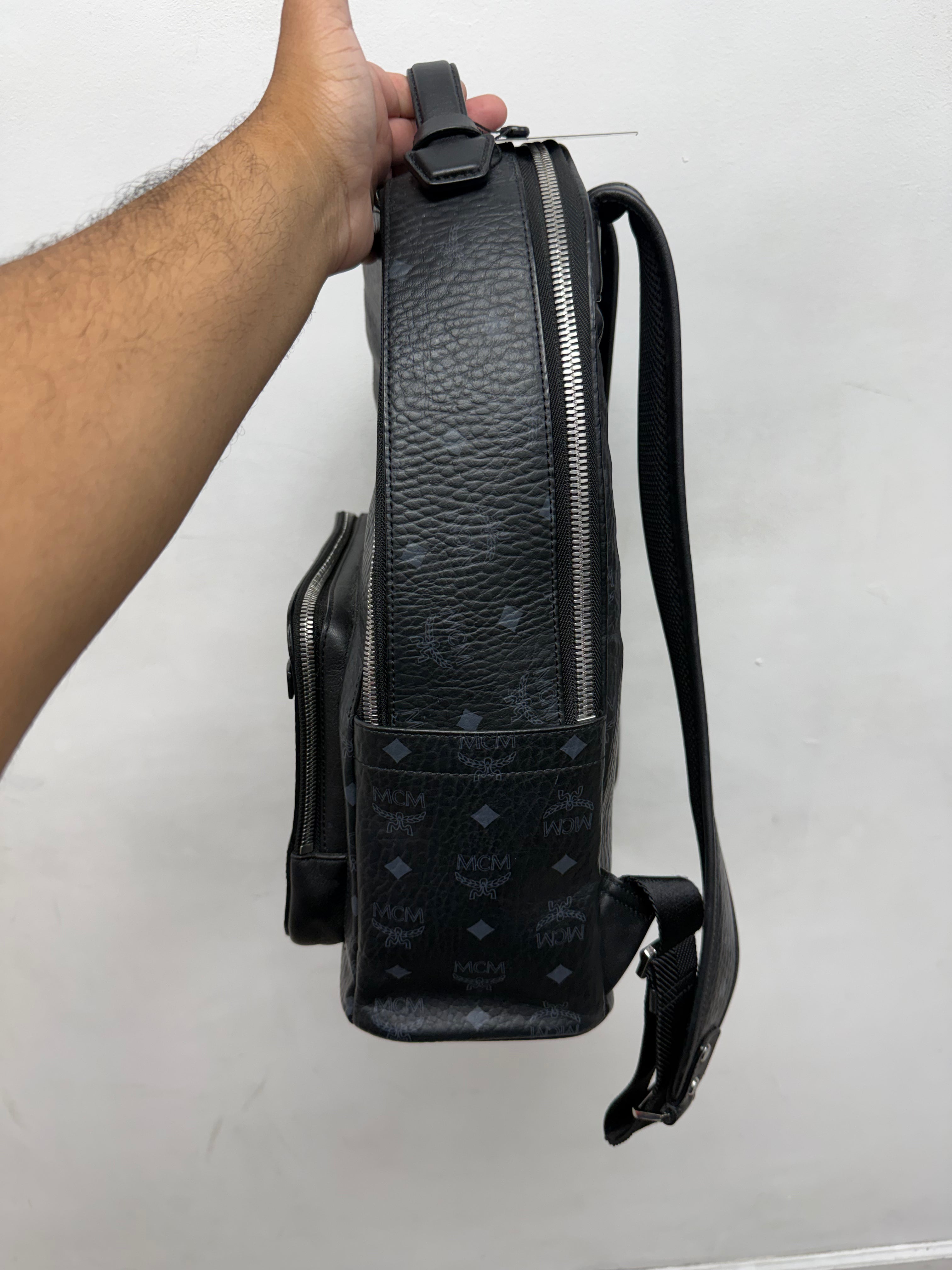 MCM Black Monogram Backpack