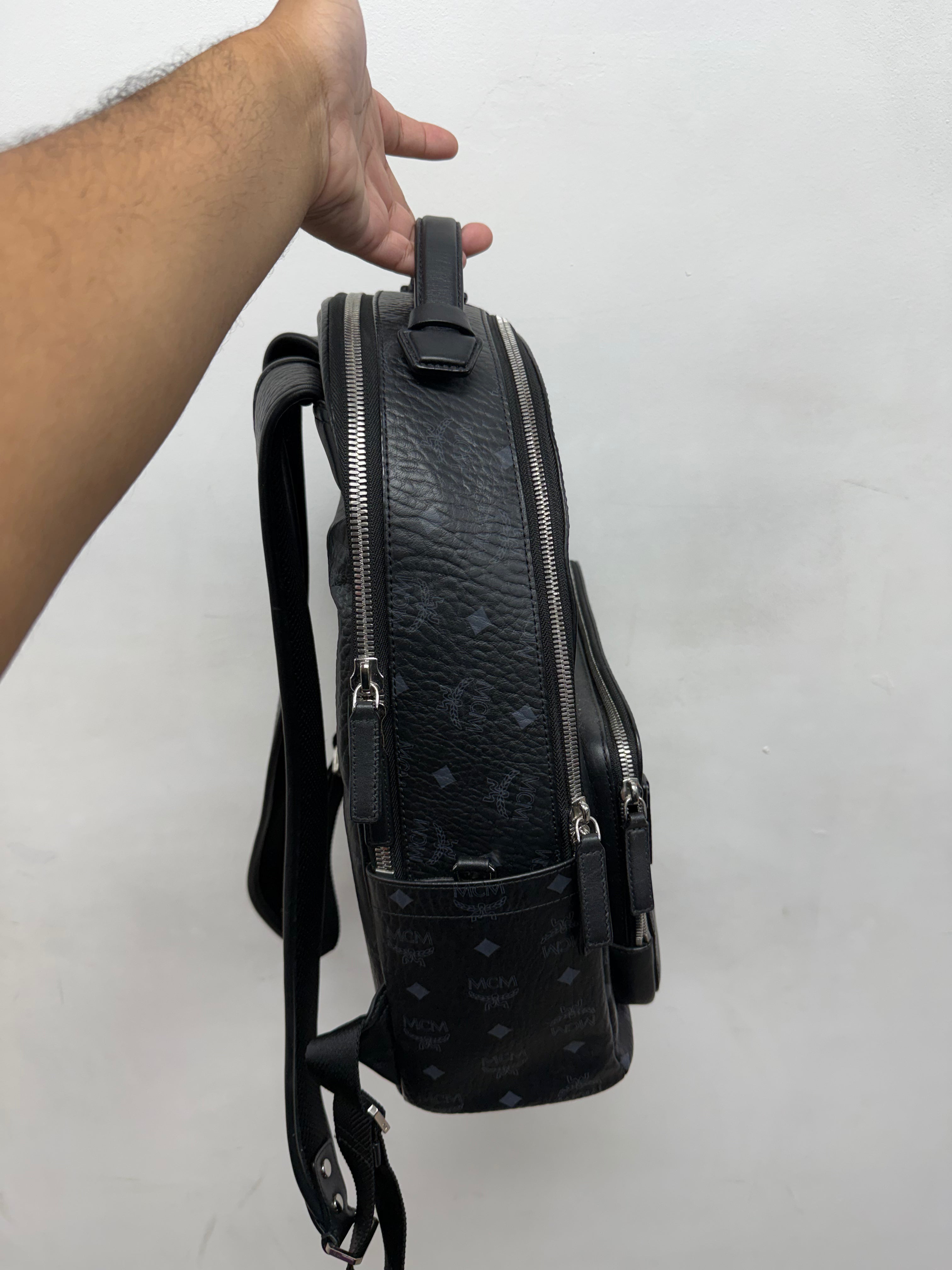 MCM Black Monogram Backpack