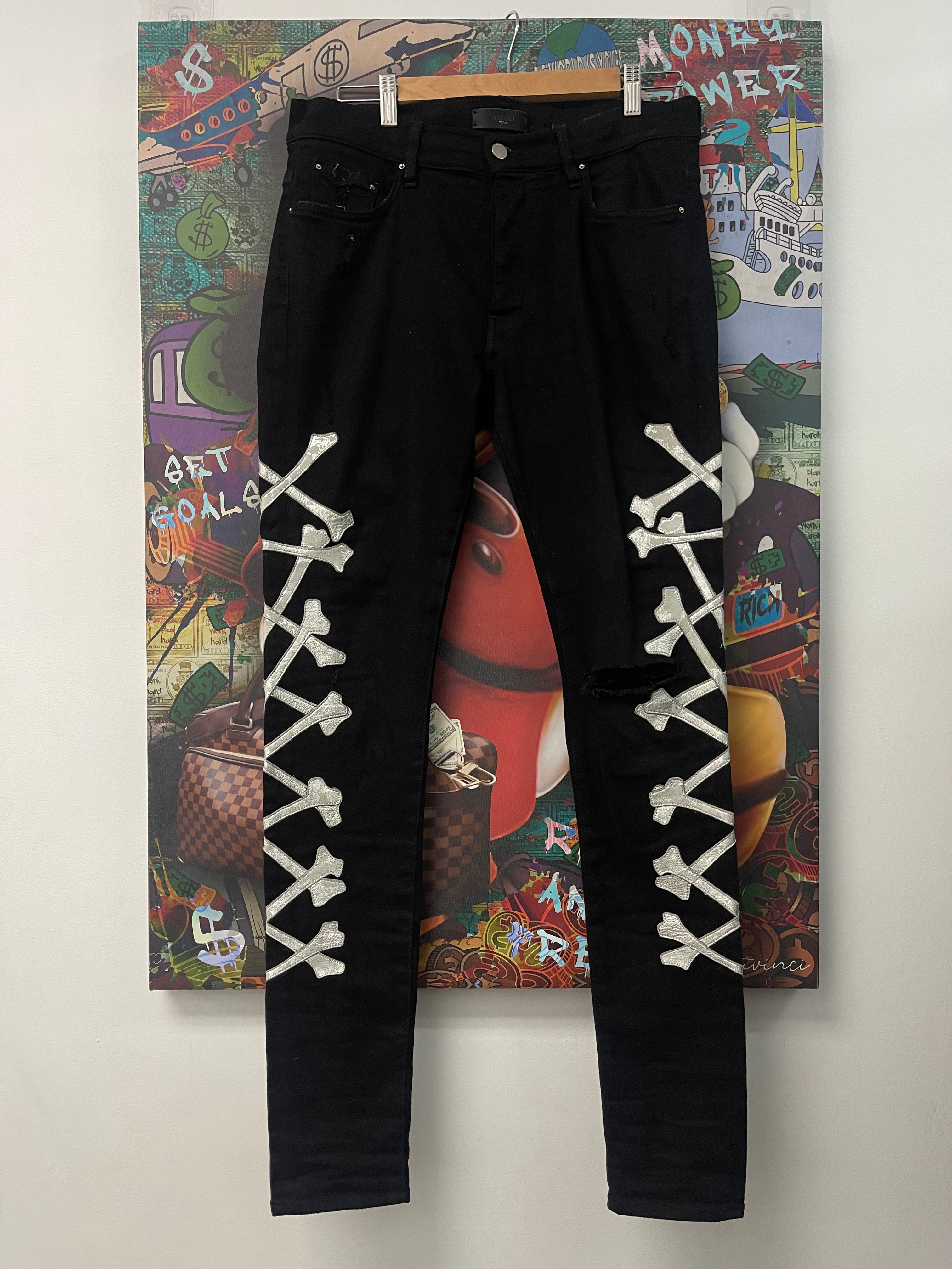 Amiri Black Silver Bones Jeans