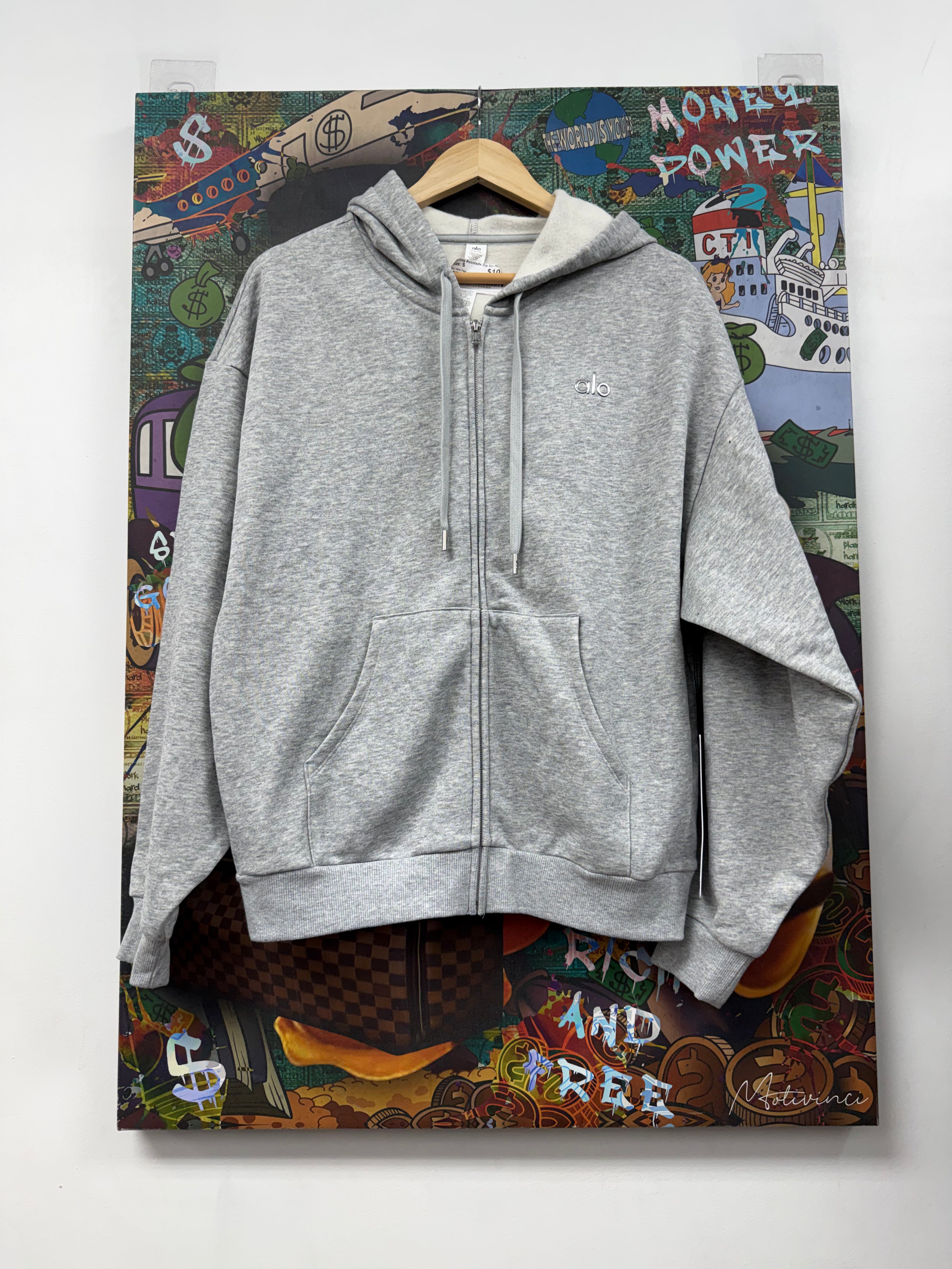 Alo Grey Accolade Zip Up Hoodie