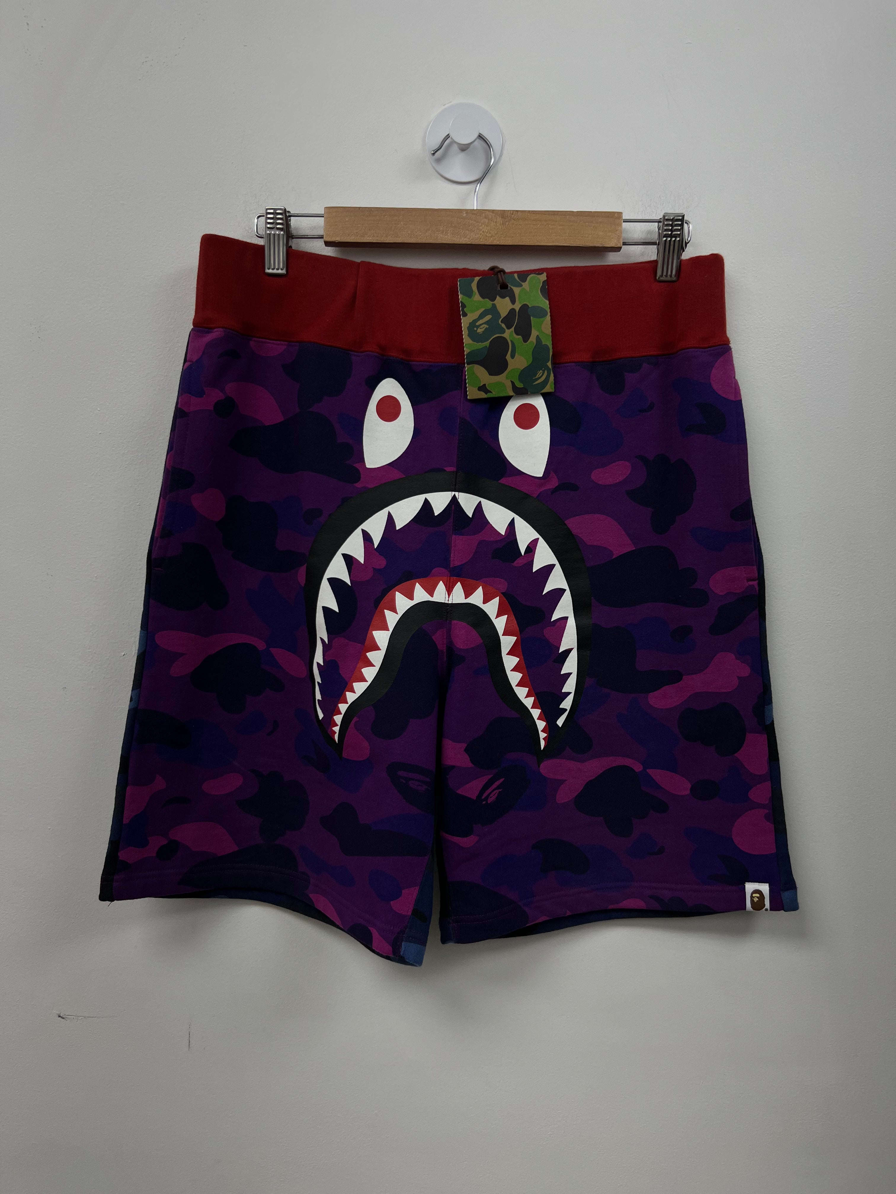 BAPE Purple Blue Red Shark Camo Shorts
