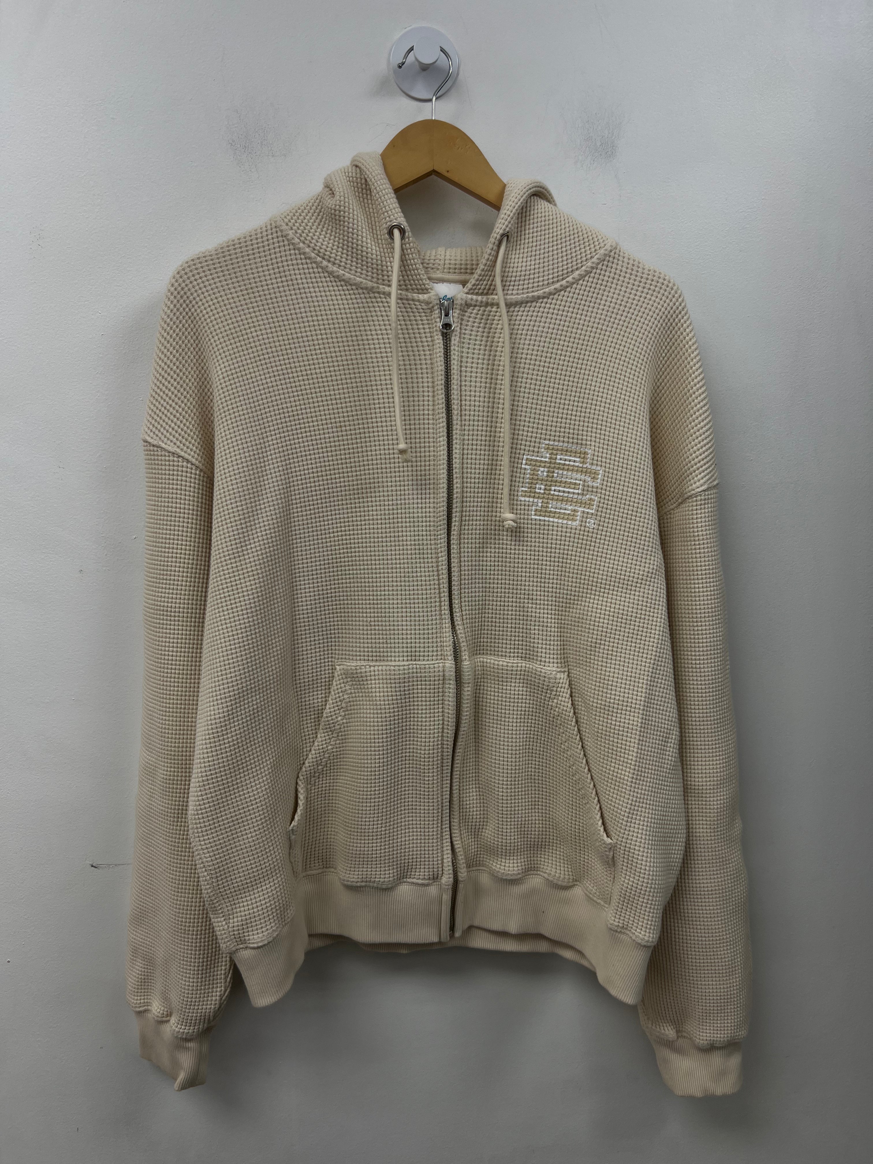 Eric Emanuel Cream Waffle Zip Up Hoodie
