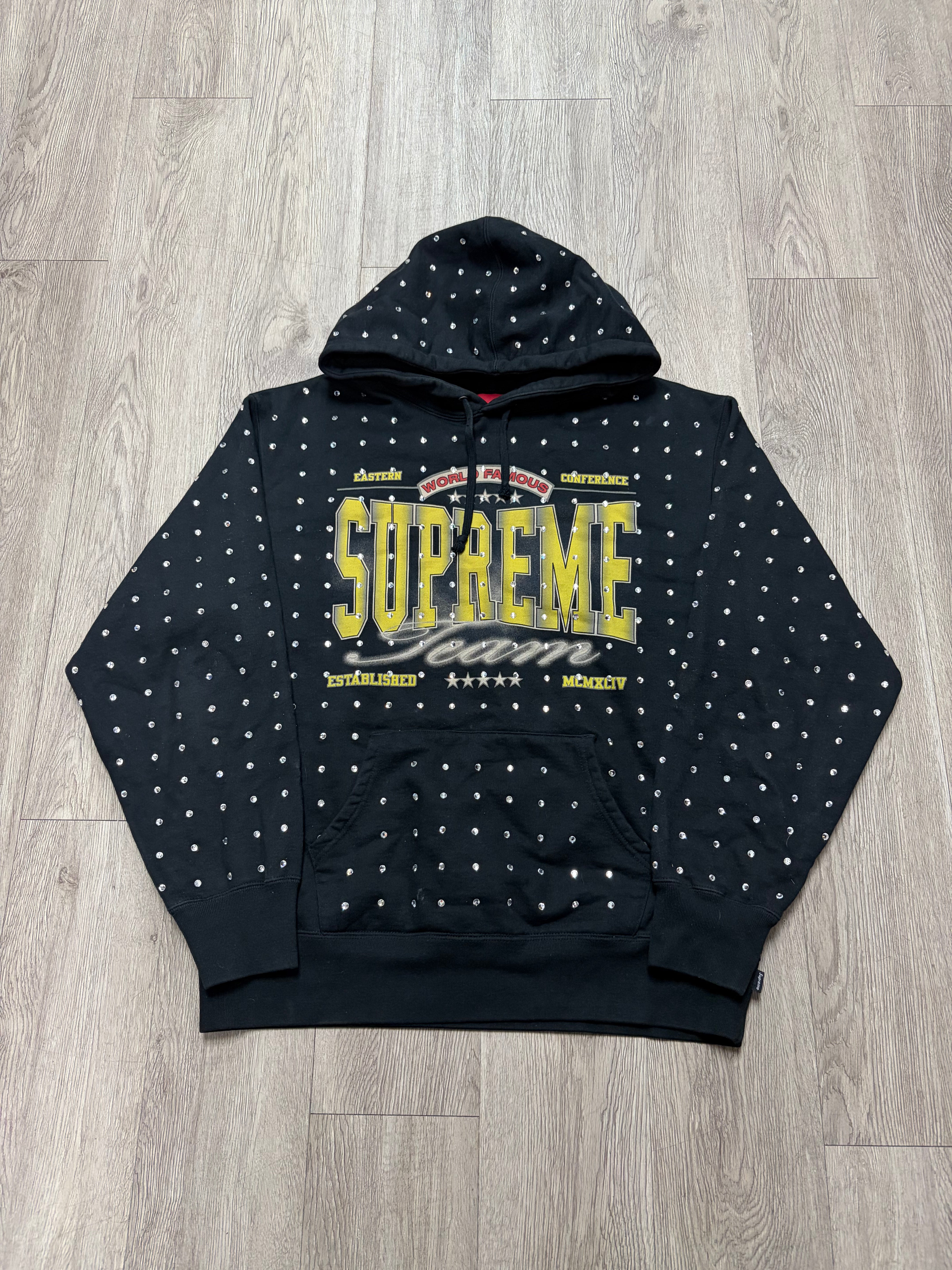 Supreme Team Black Rhinestone Hoodie