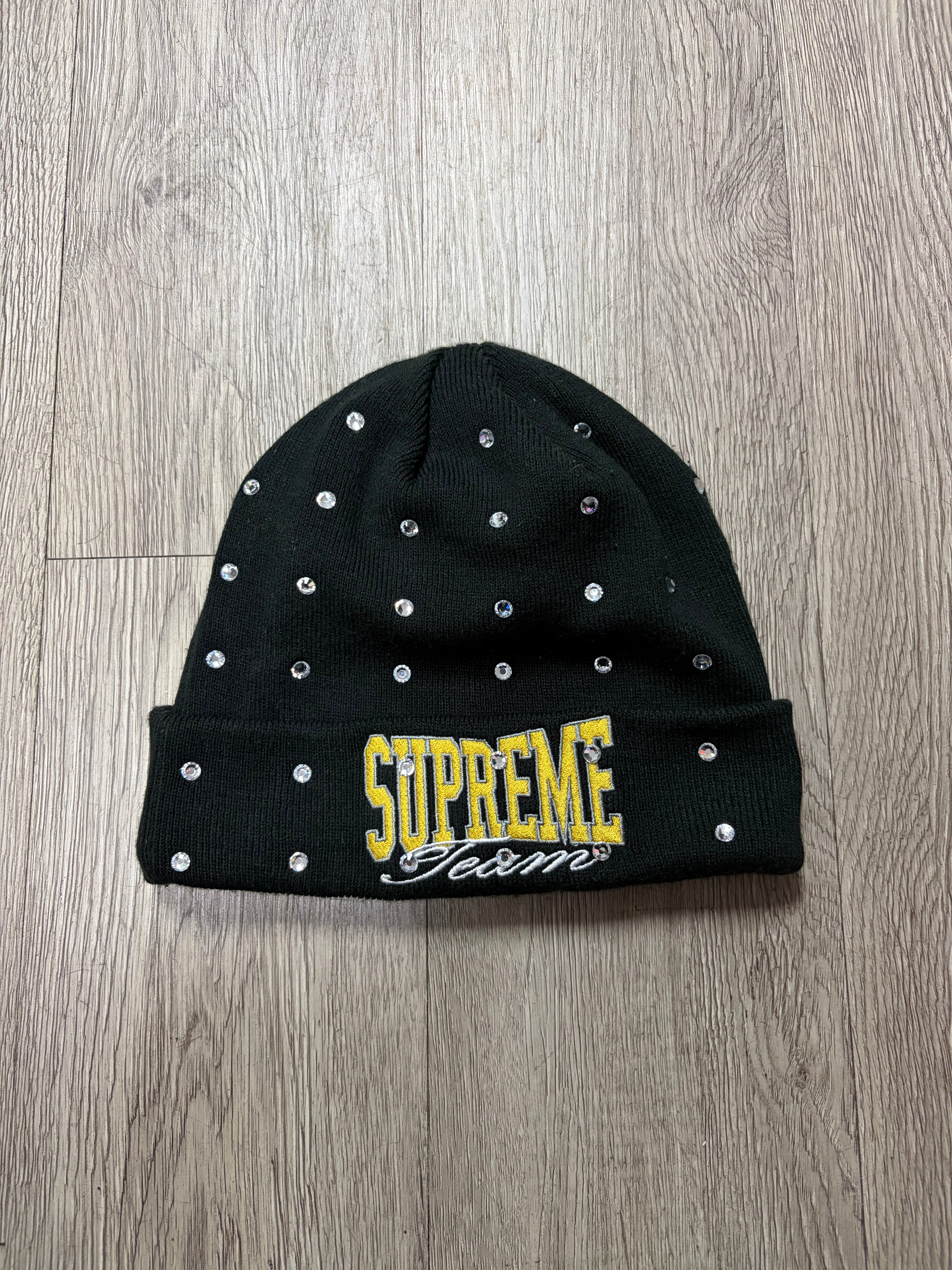 Supreme Team Black Rhinestone Beanie