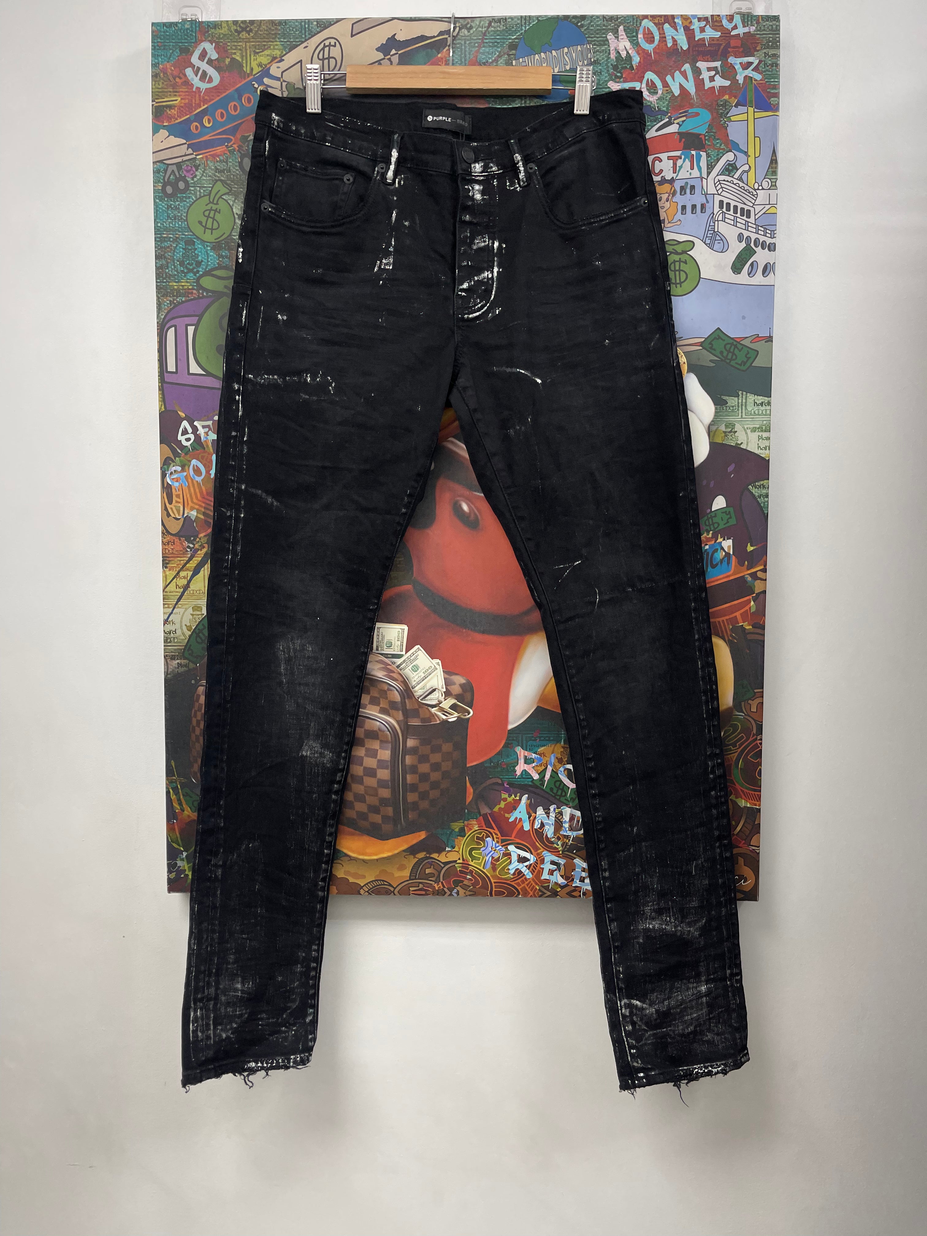 Purple Brand Black Silver Splatter Jeans