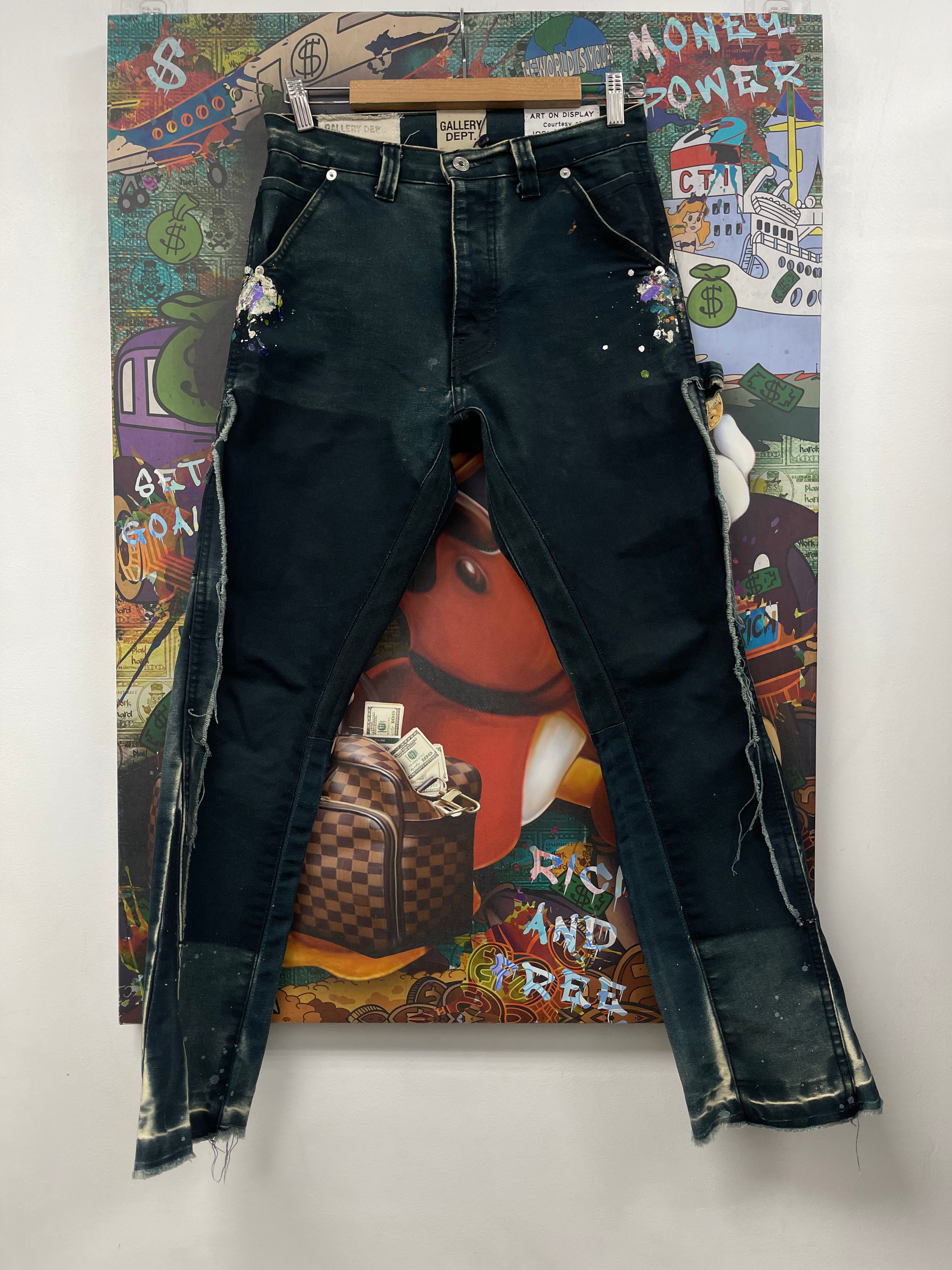 Gallery Dept Navy Paint Splatter Flared Jeans