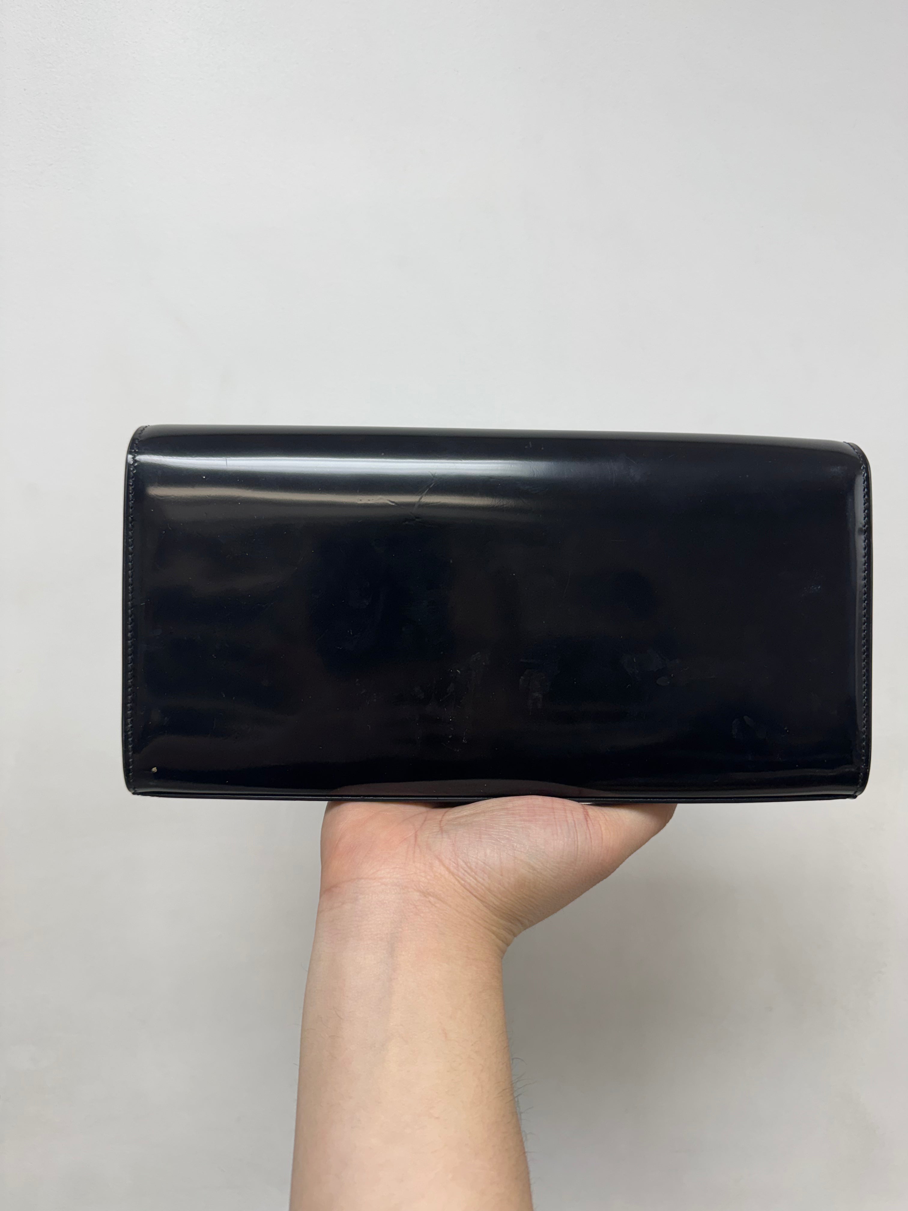 YSL Black Patent Leather Clutch Bag
