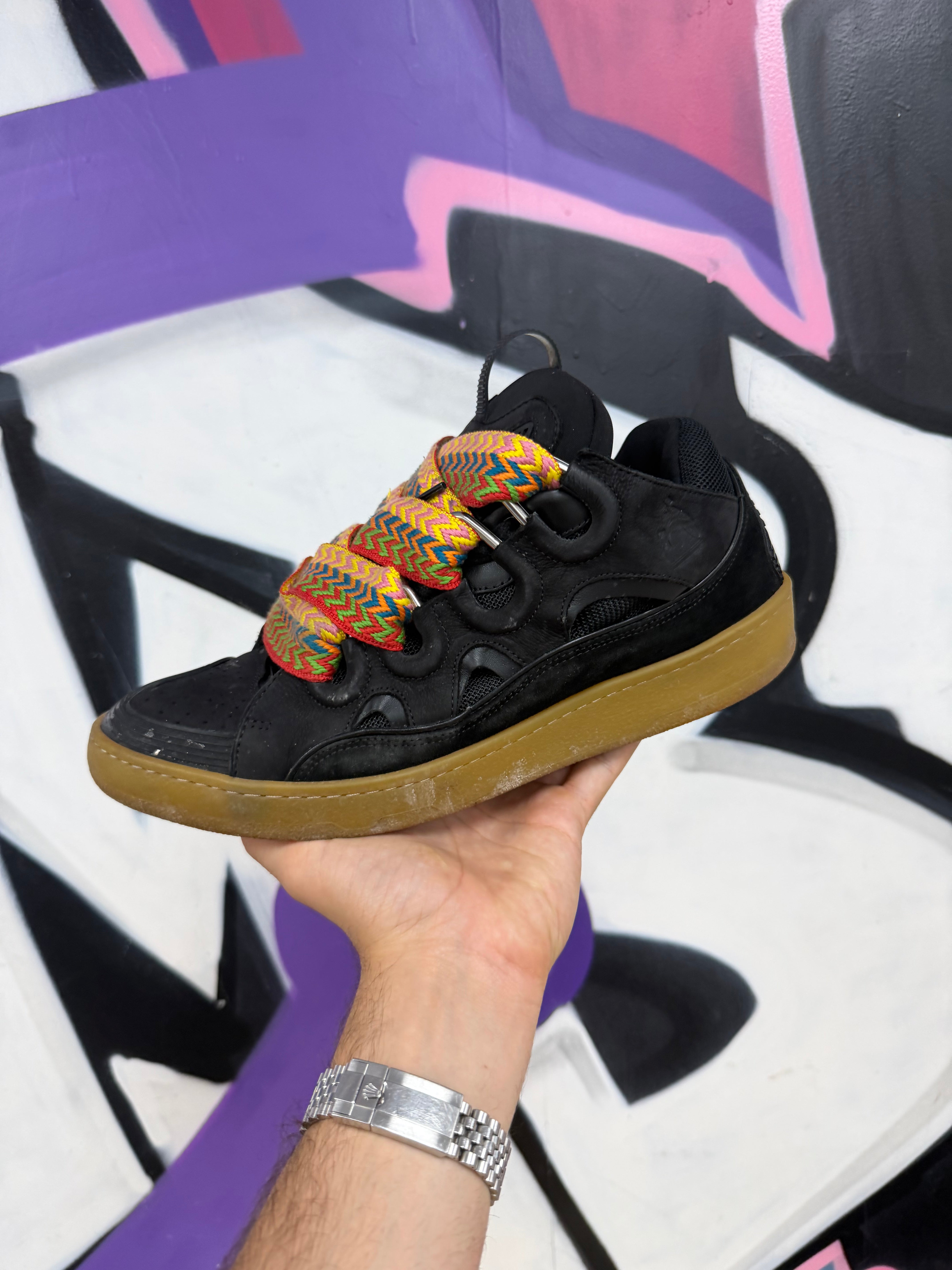 Lanvin Black Gum Curb Sneakers