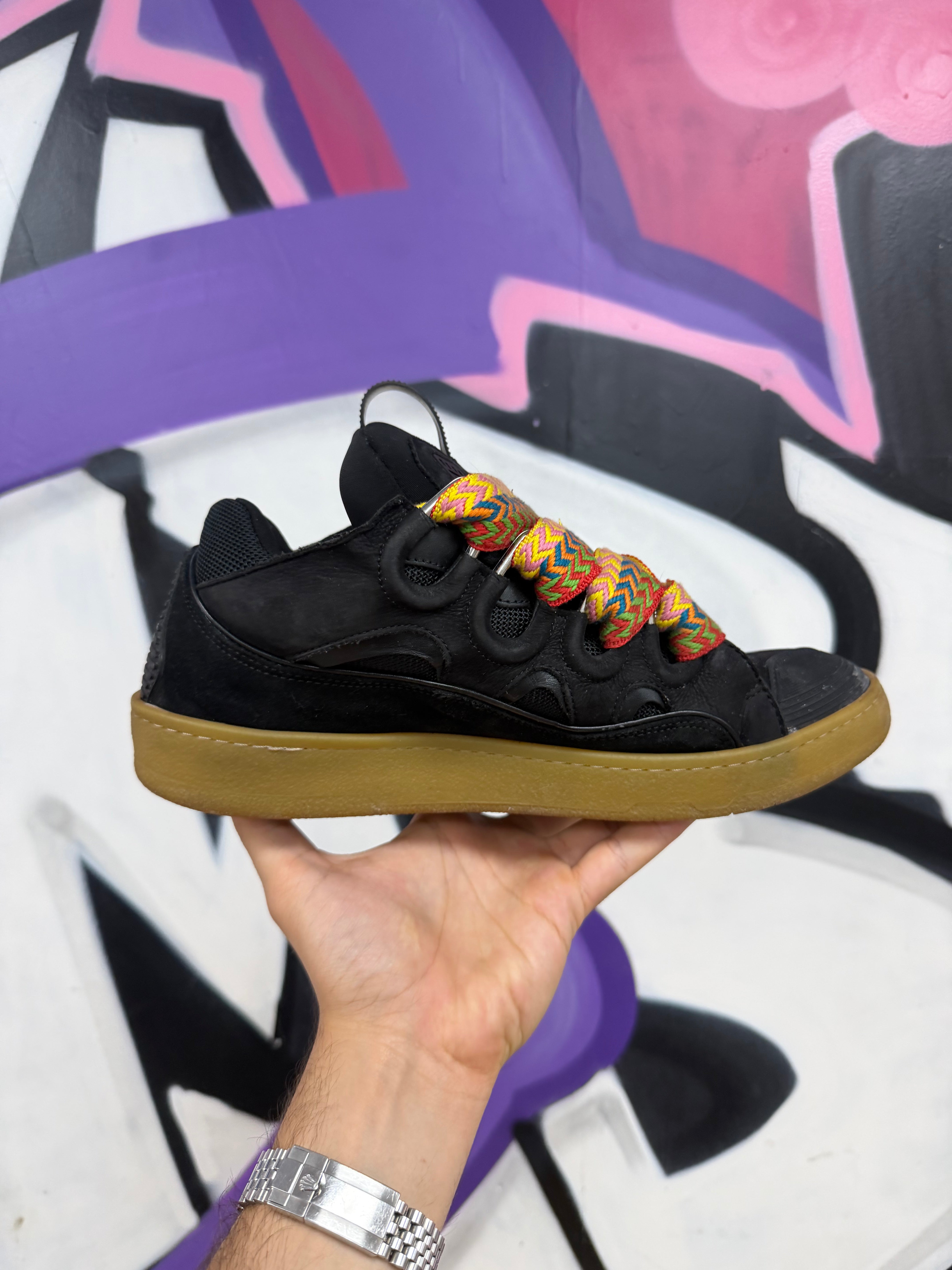 Lanvin Black Gum Curb Sneakers
