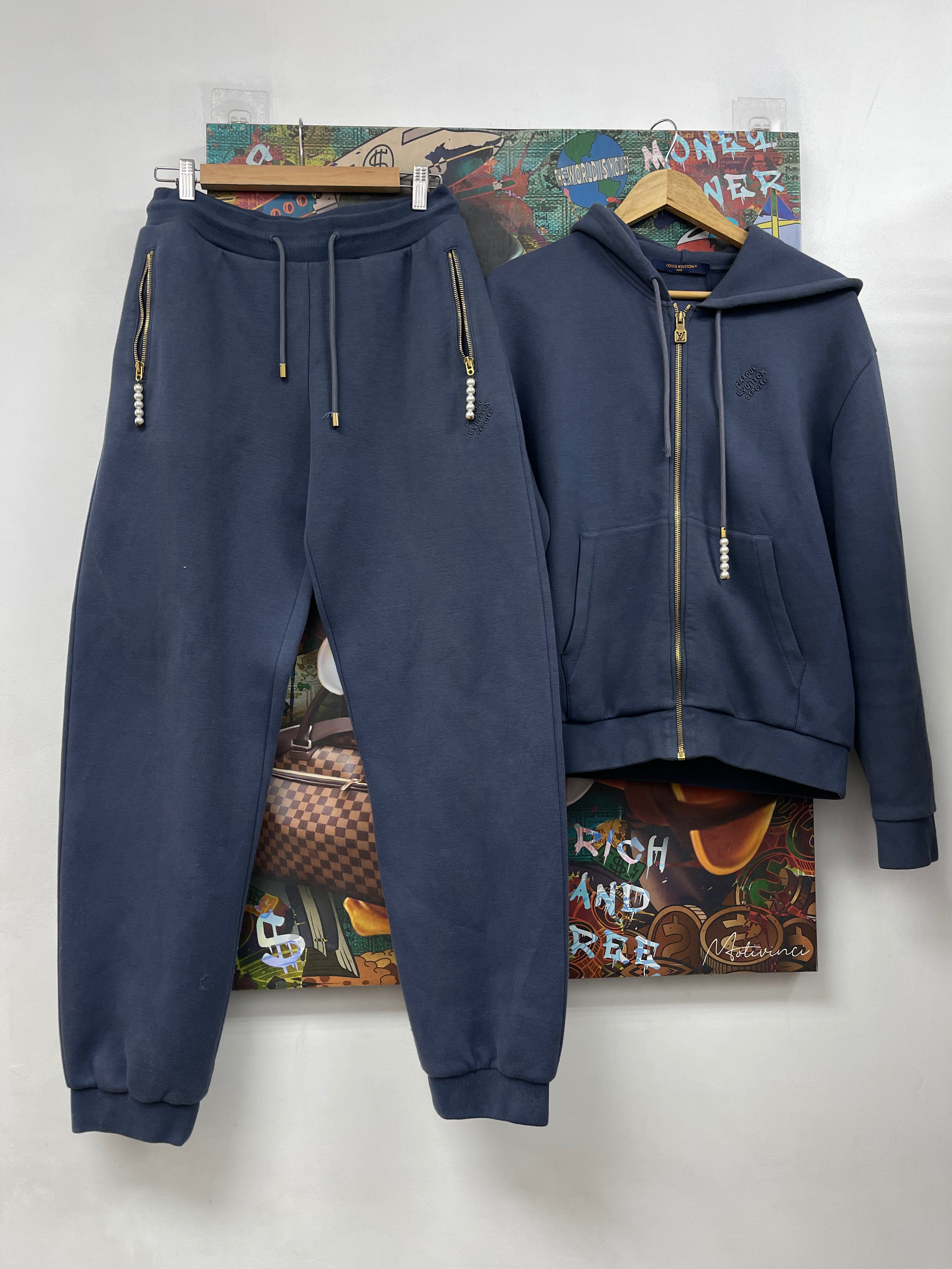Louis Vuitton Powder Blue Pearl Marque (Missing Drawstring) Sweatsuit