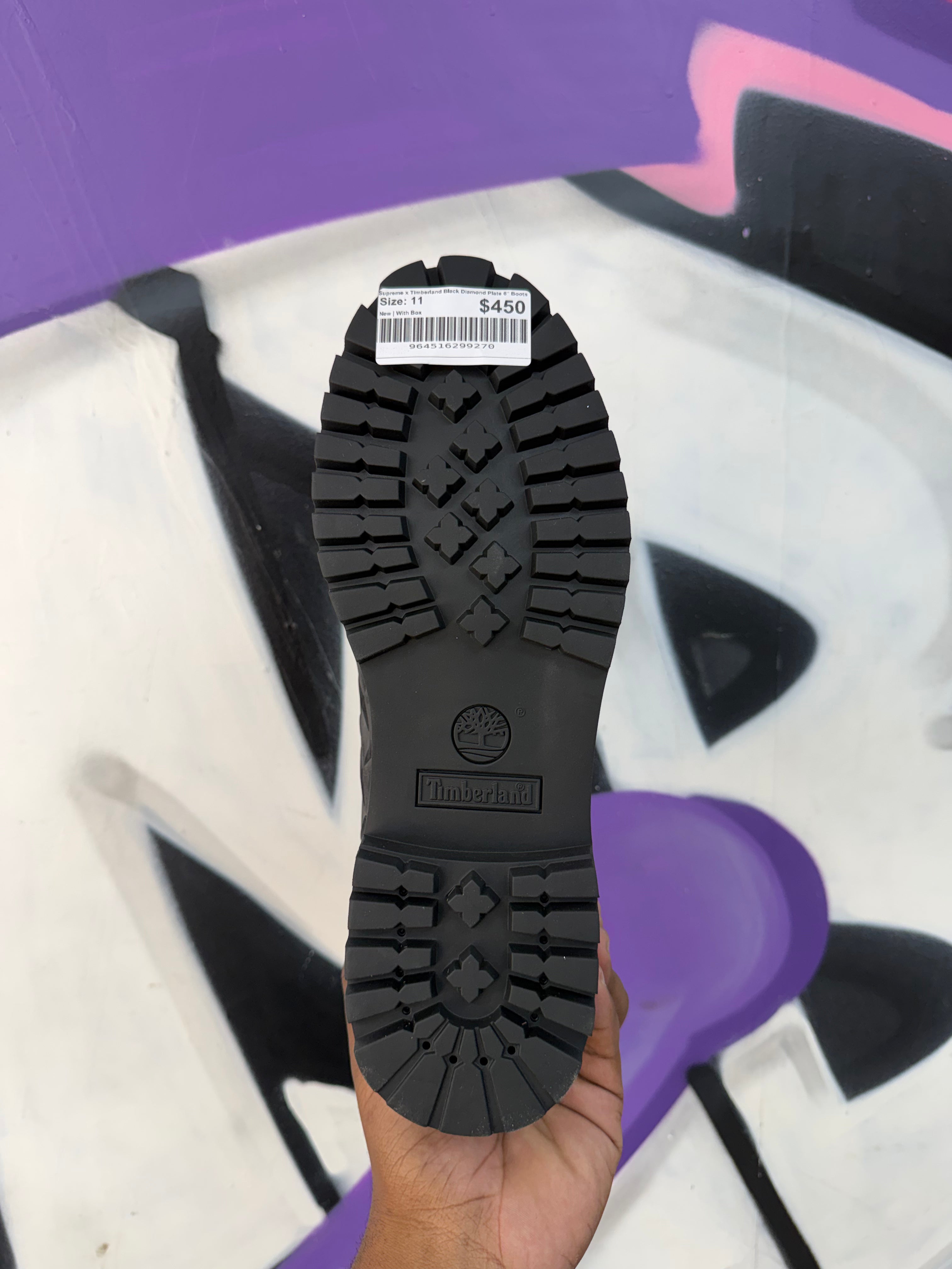 Supreme x Timberland Black Diamond Plate 6" Boots