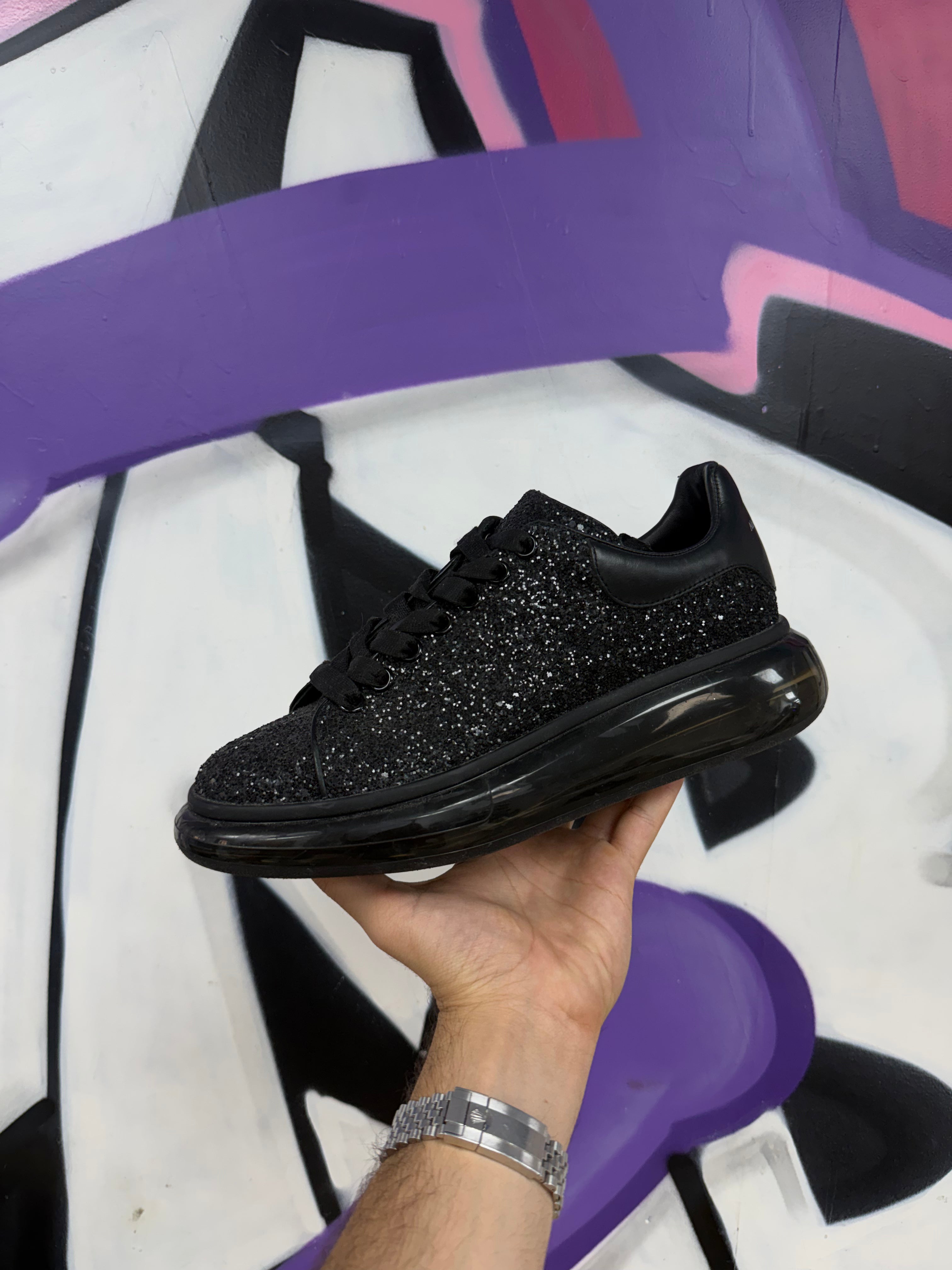 Alexander Mcqueen Black Crystal Oversized Sneakers