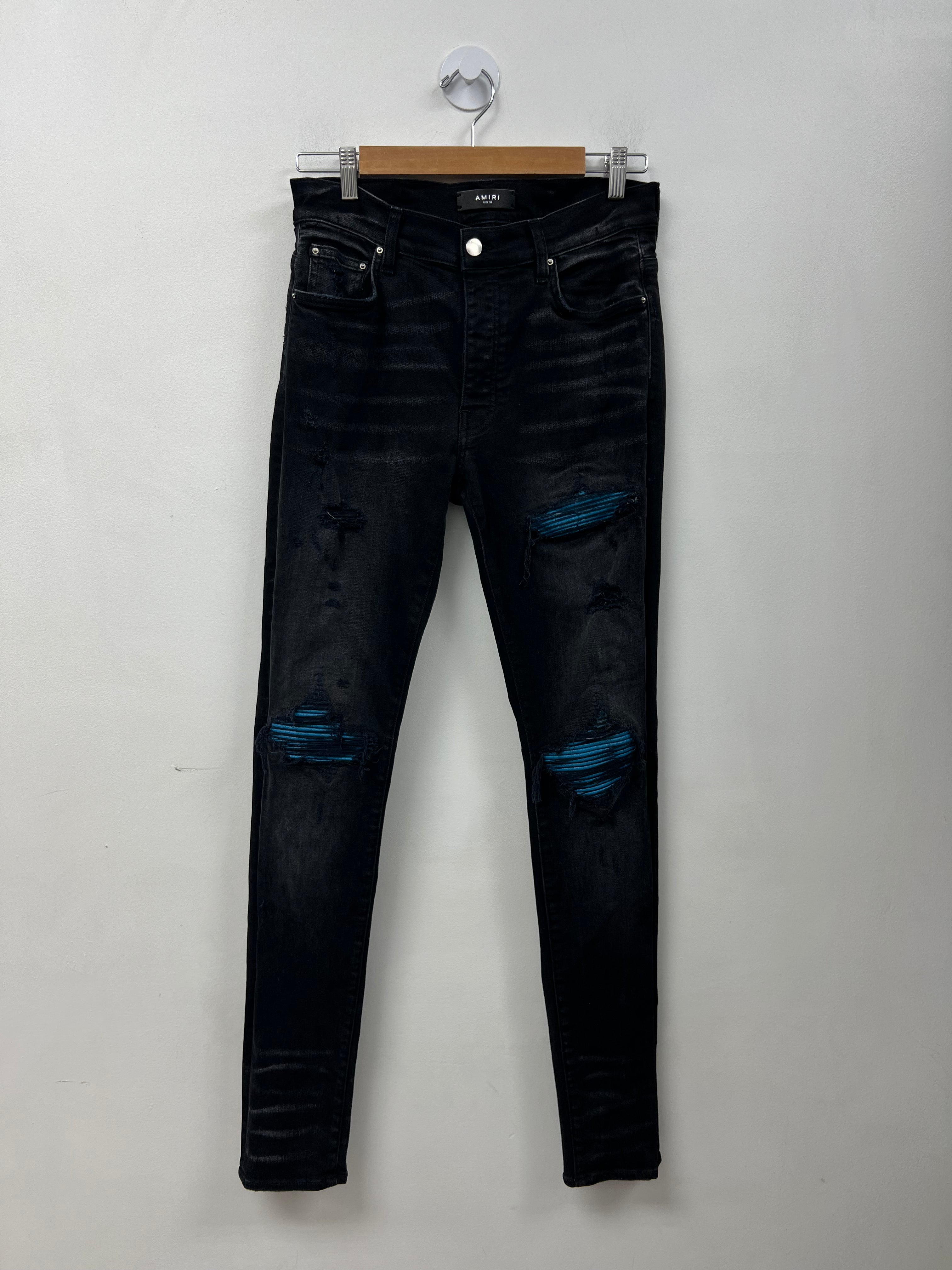 Amiri Mx1 Black Blue Crackle Jeans