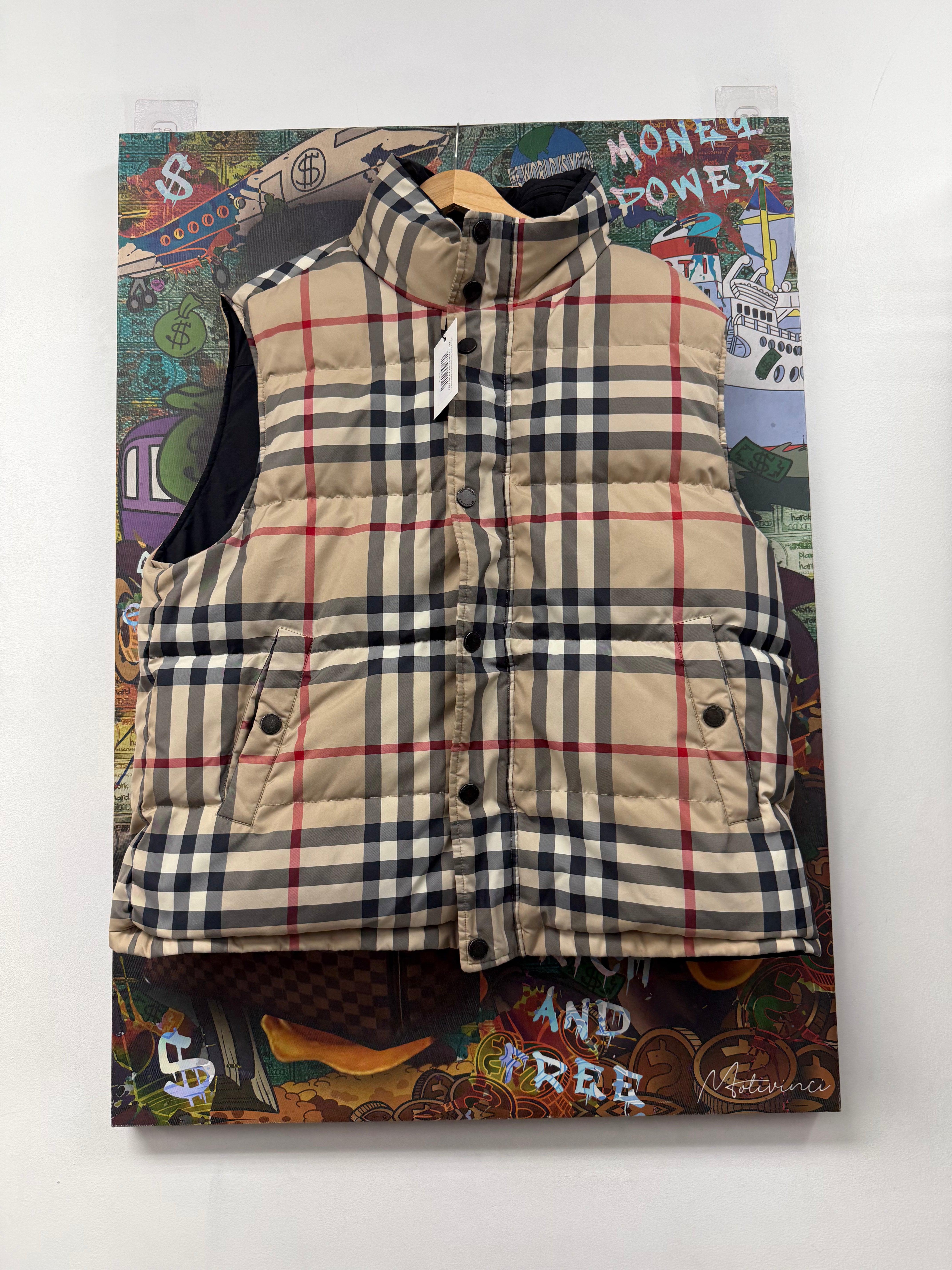 Burberry Black Plaid Monogram Reversible Puffer Vest