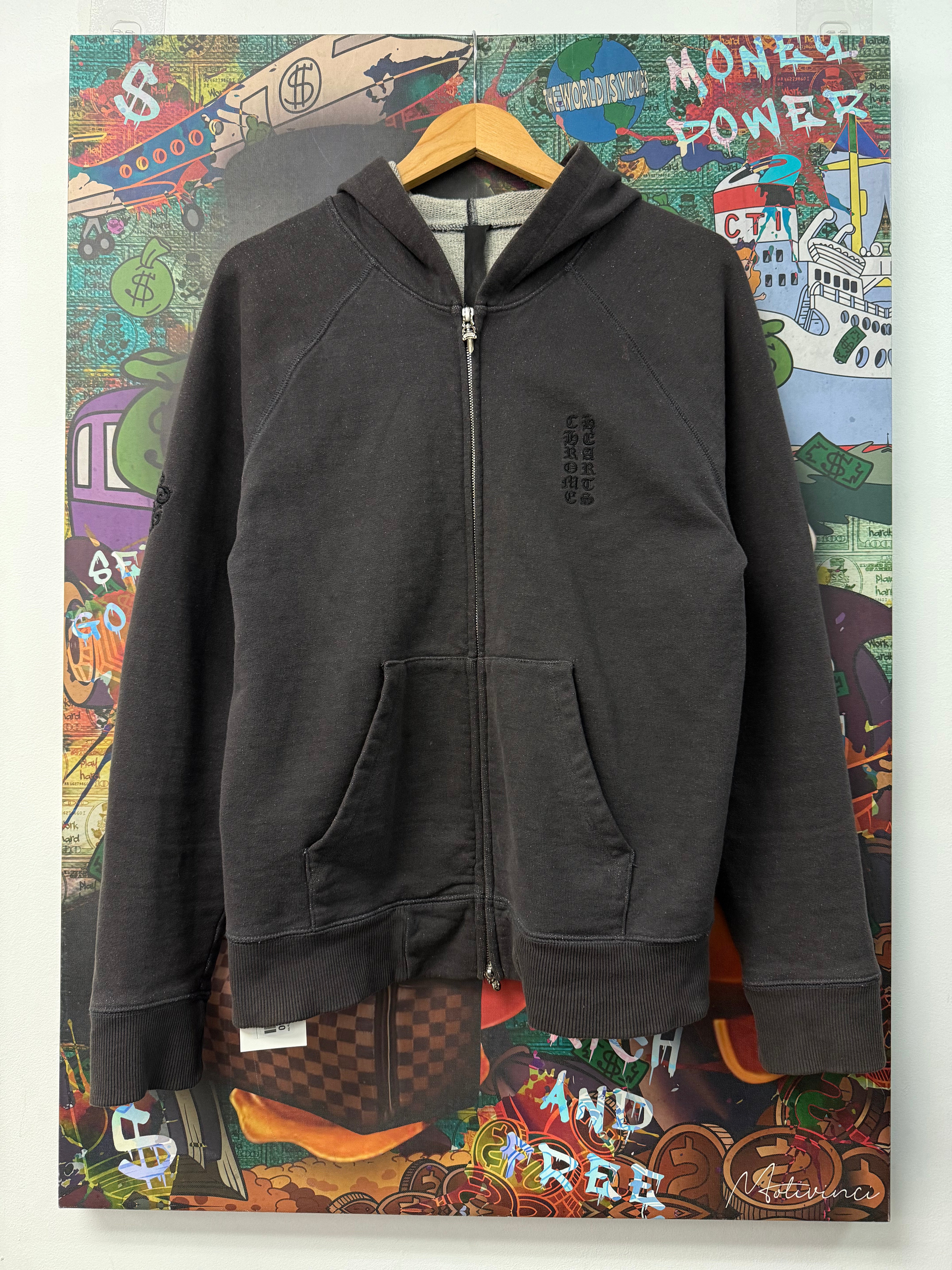 Chrome Hearts Black Wash Vertical Logo Y-Not Zip Up