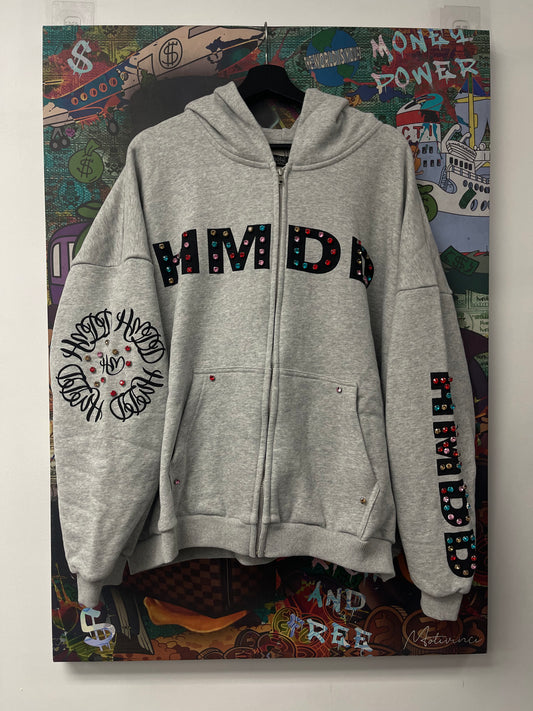 HMDD Studded Zip Up Grey New With Tags