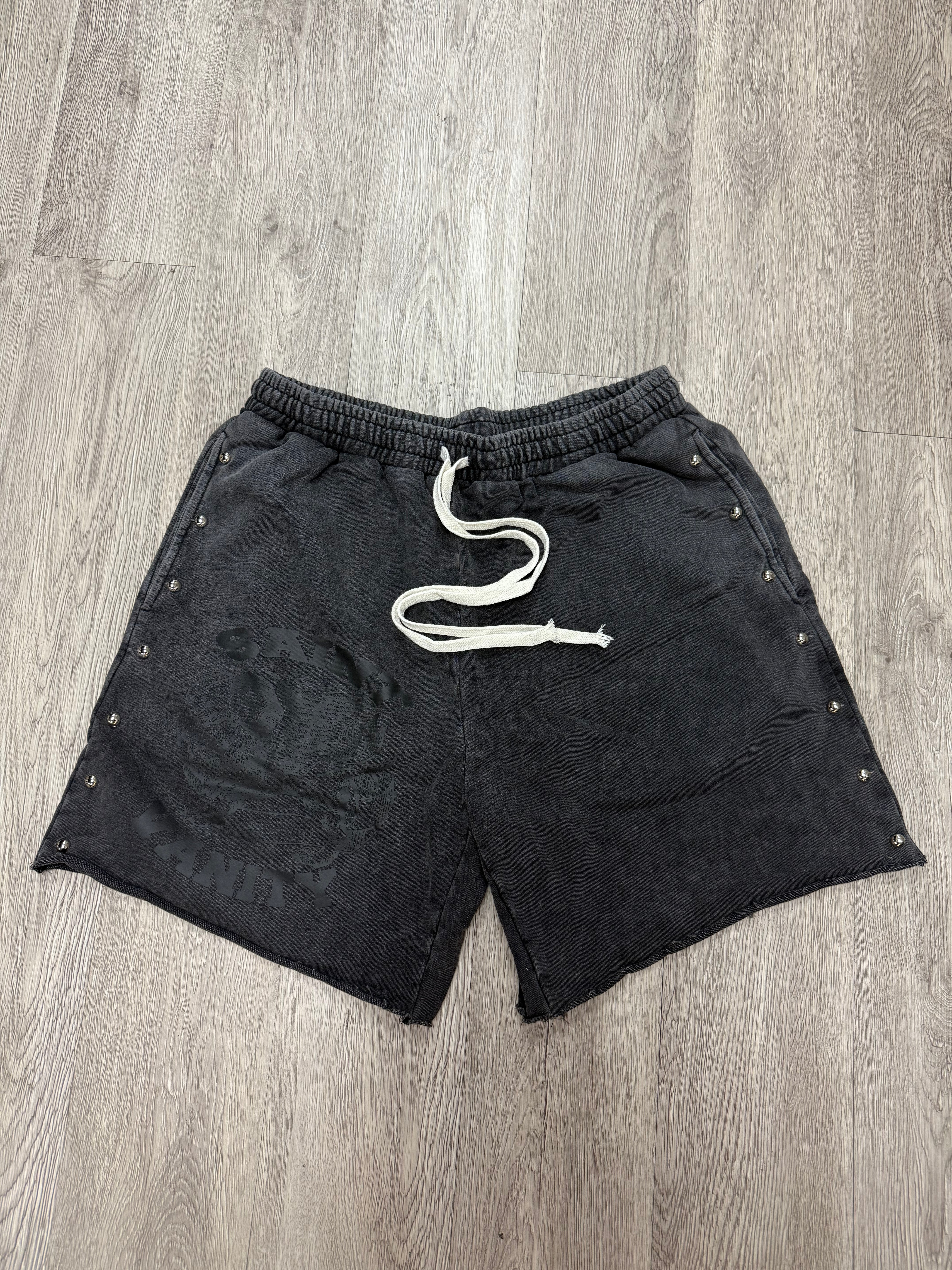 Saint Vanity Terry Cloth Black Studded Shorts