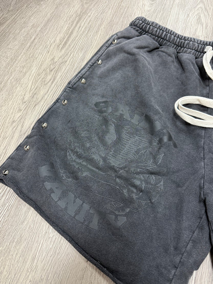 Saint Vanity Terry Cloth Black Studded Shorts