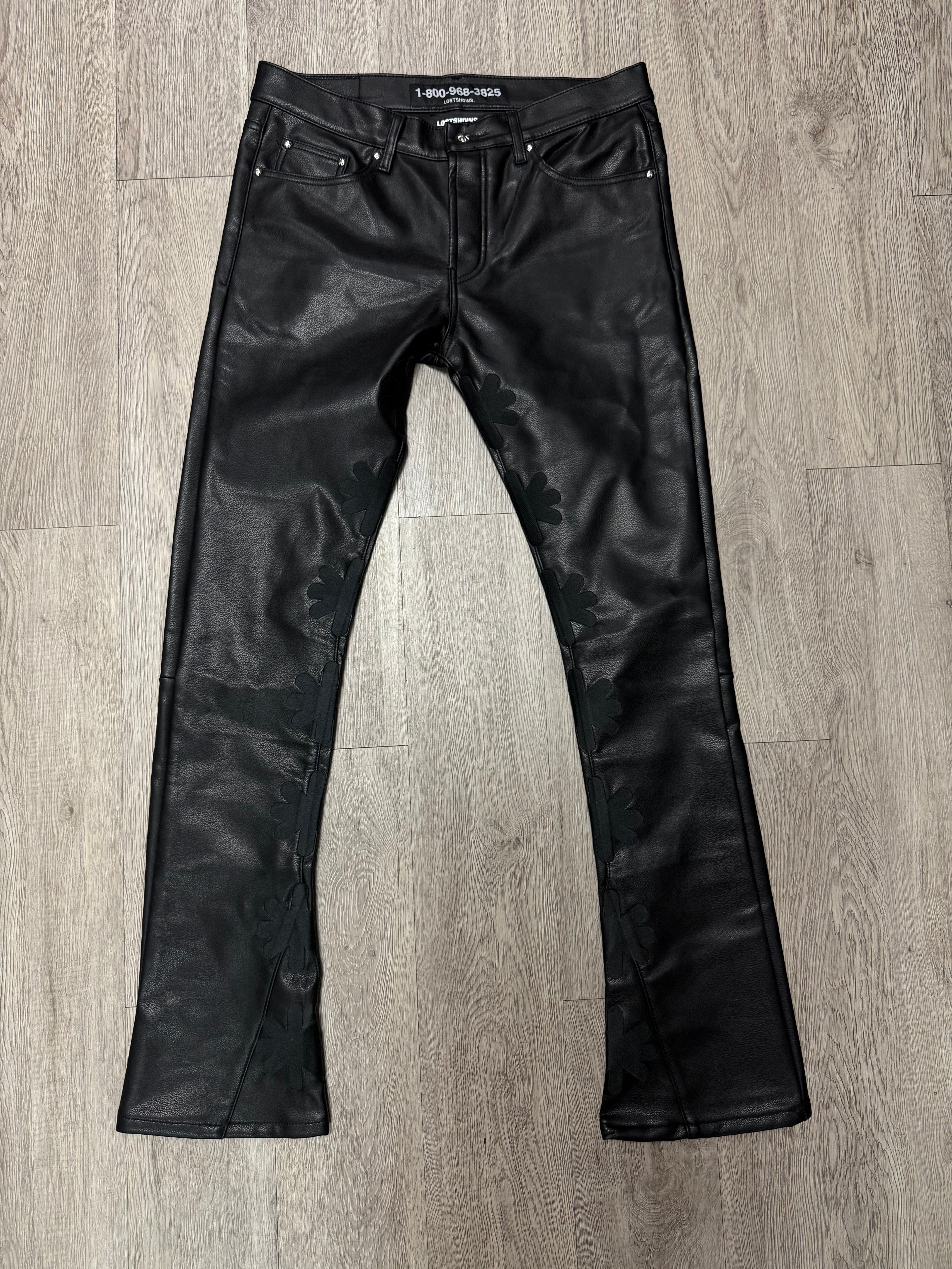 LOSTSHDWS Black Tonal Leather Jeans