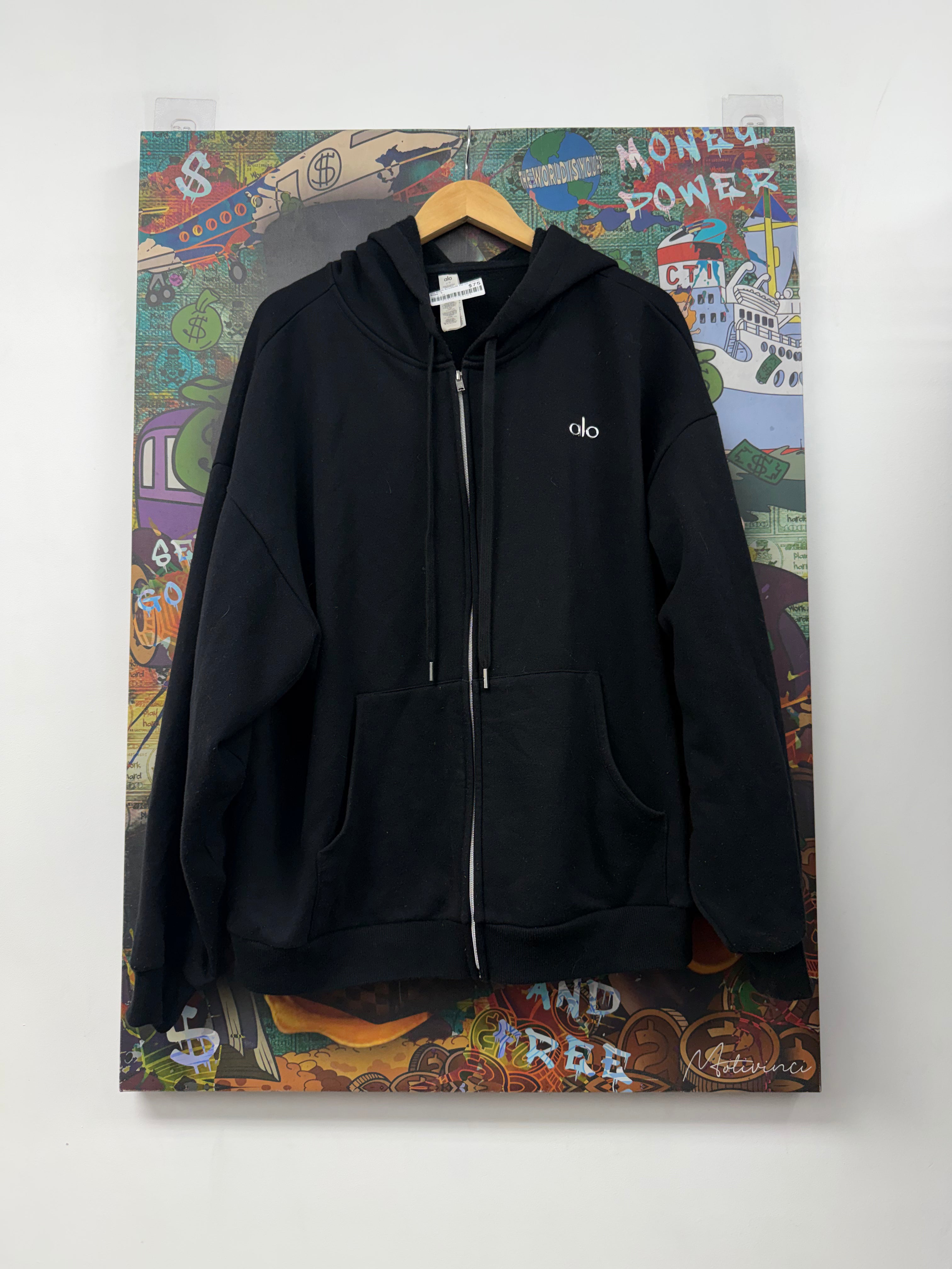 Alo Black Accolade Zip Up Hoodie