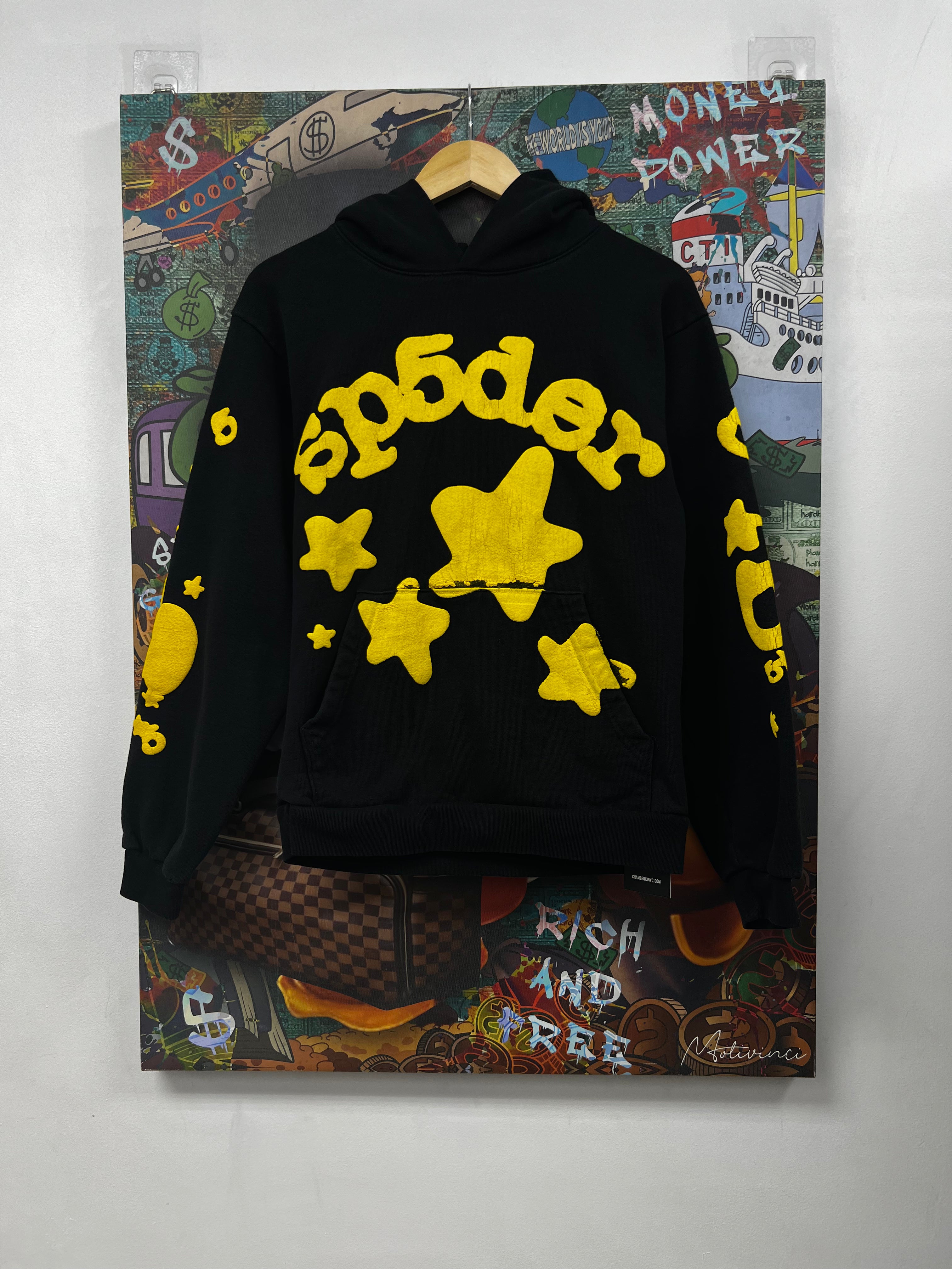 Sp5der Black Yellow Beluga Hoodie