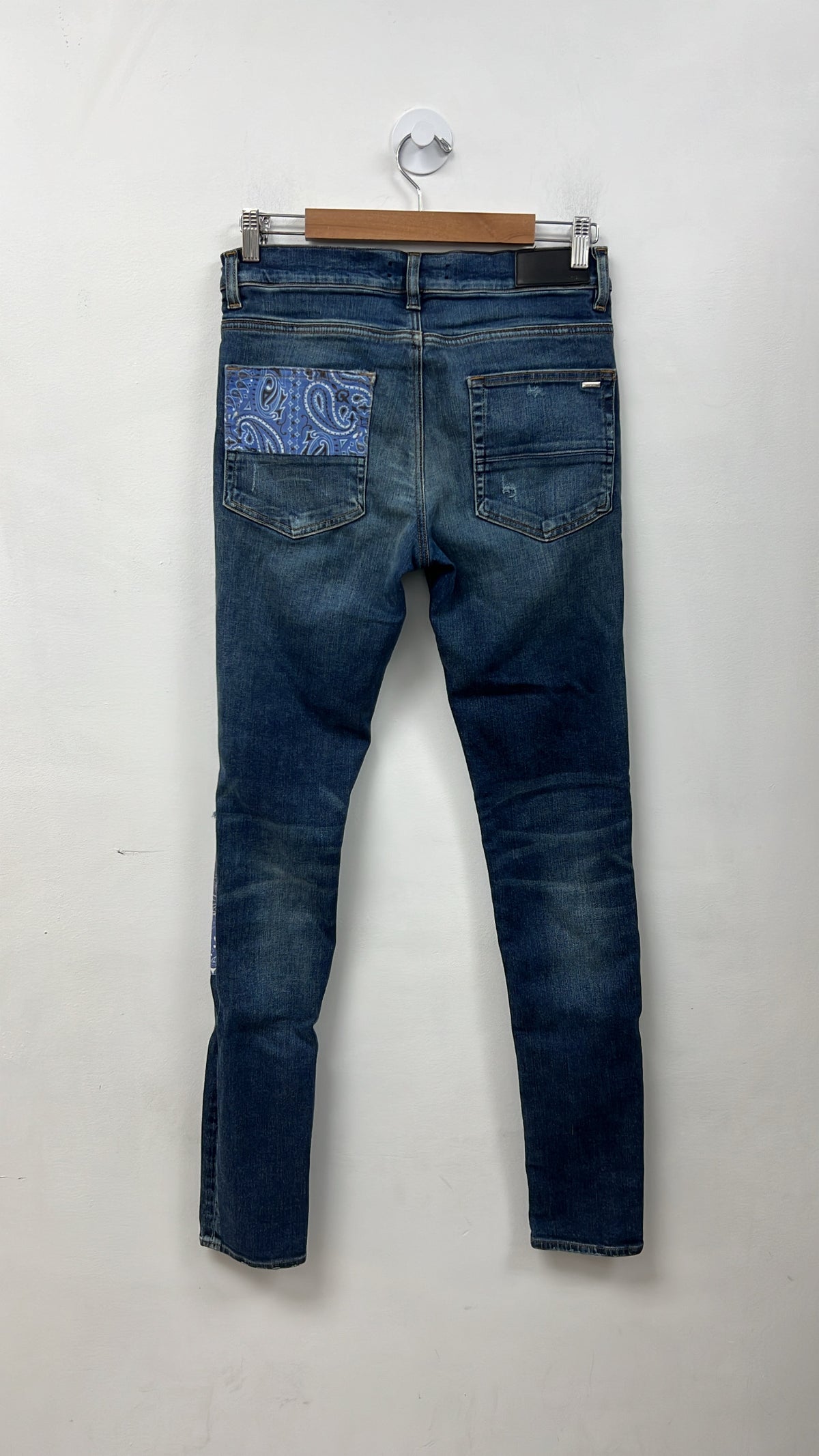 Amiri Deep Classic Blue Paisley Patchwork Jeans