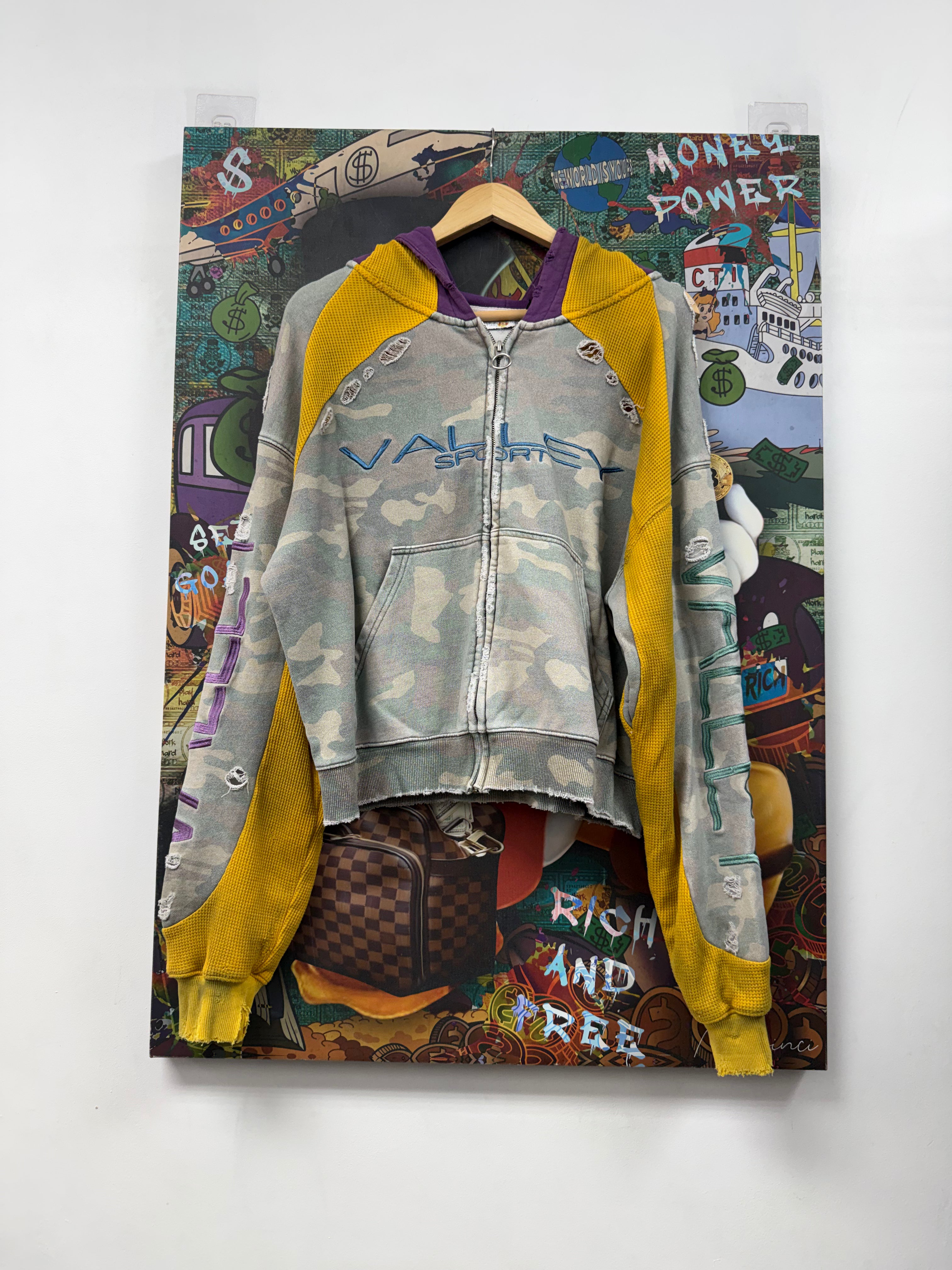 Vale Camo Yellow Purple Boiler Room Zip Up Hoodie