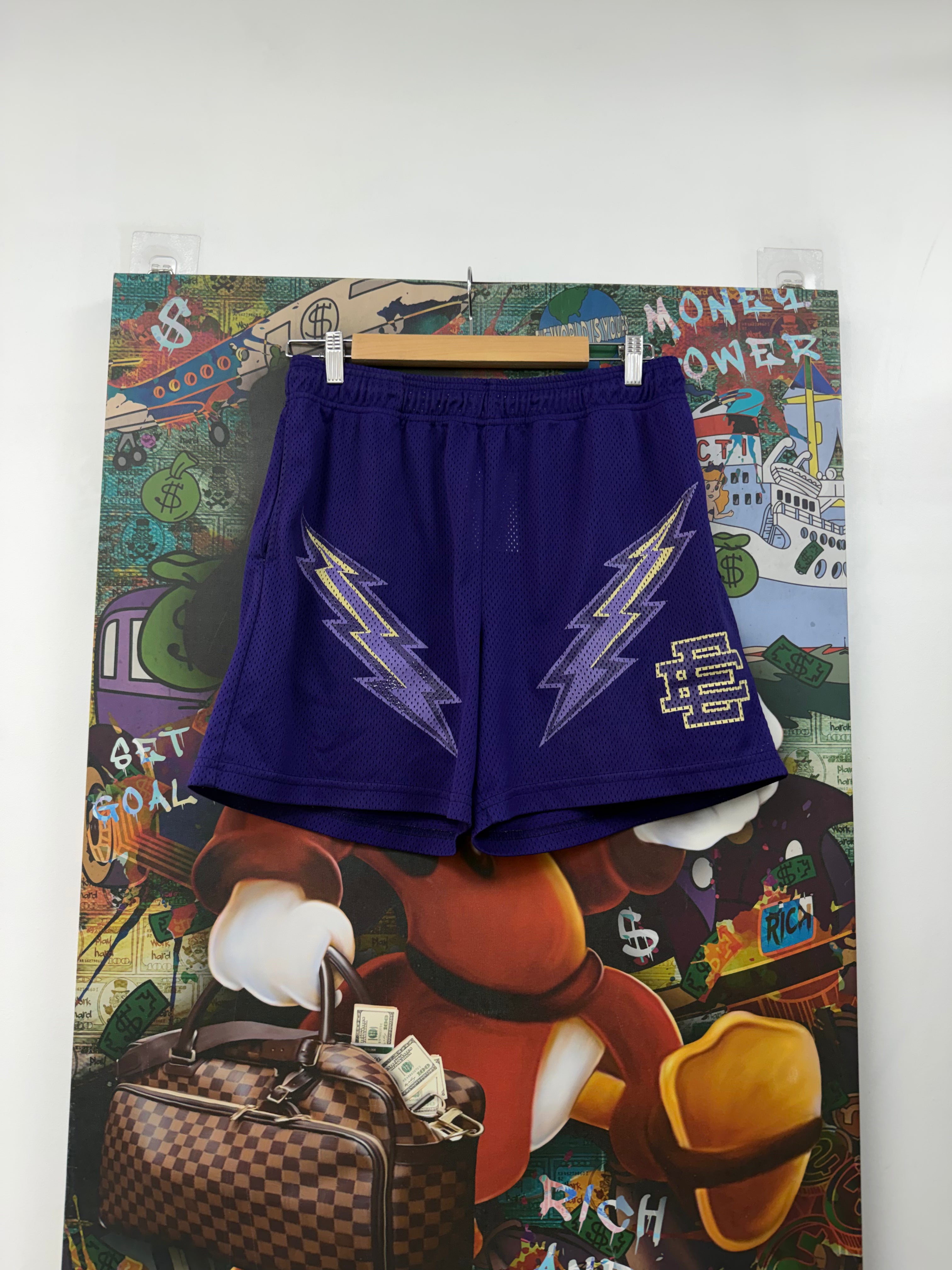 Eric Emanuel Purple Cream Bolt Shorts